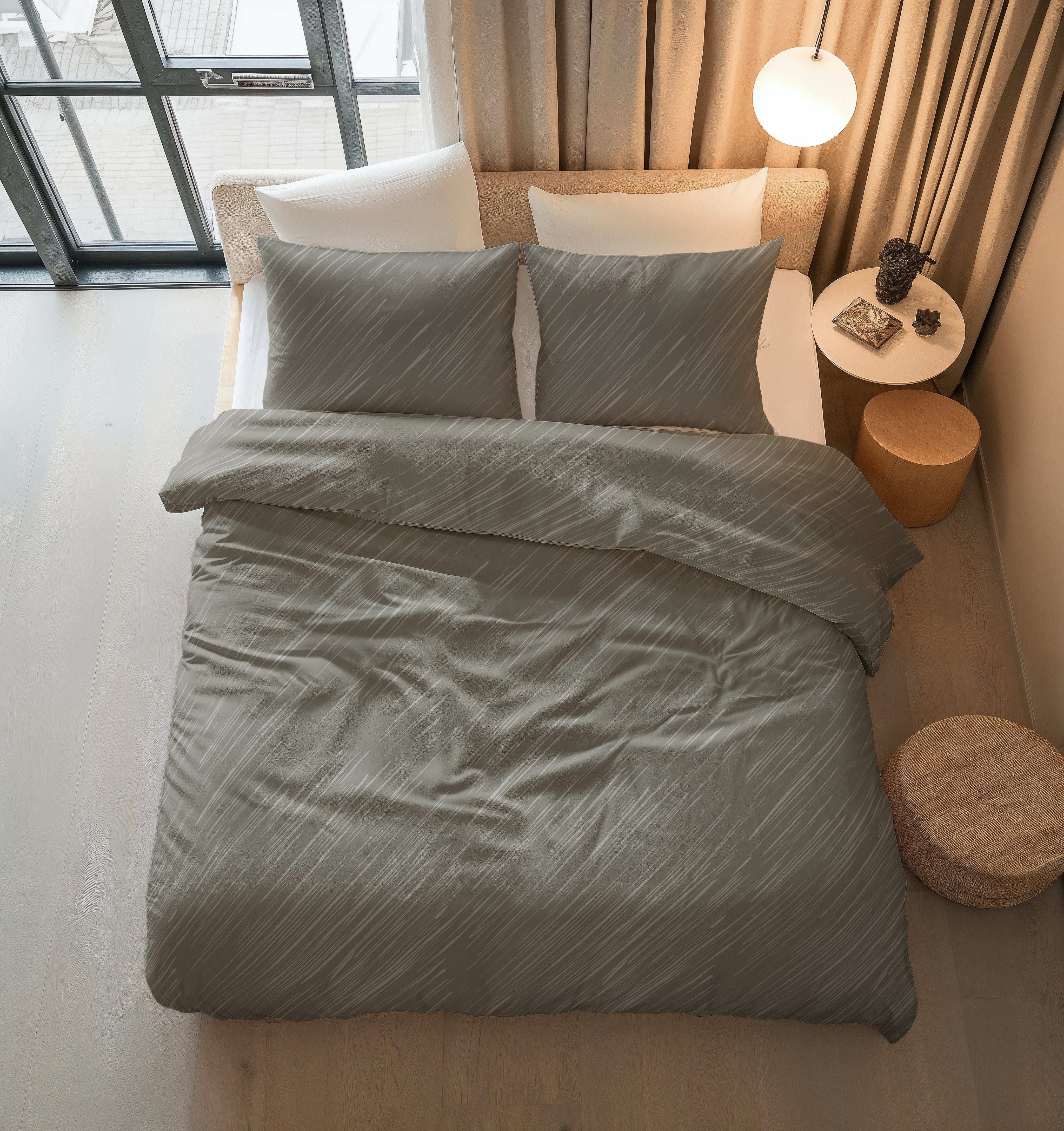 NordDream Pure Mellow Stone pussilakana 240x200 harmaa puuvilla