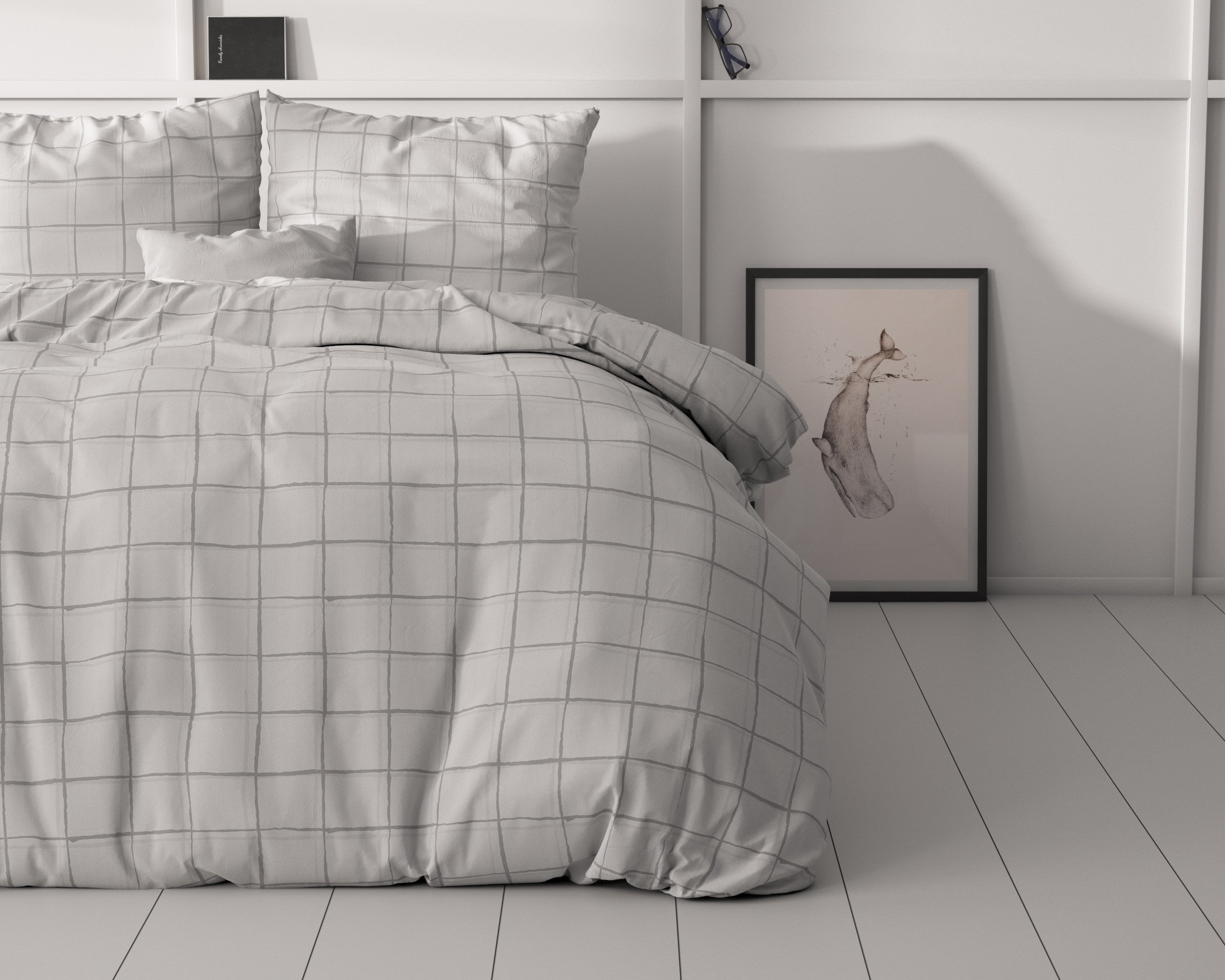 NordDream Classy Check It pussilakanasetti harmaa 200x220 cm
