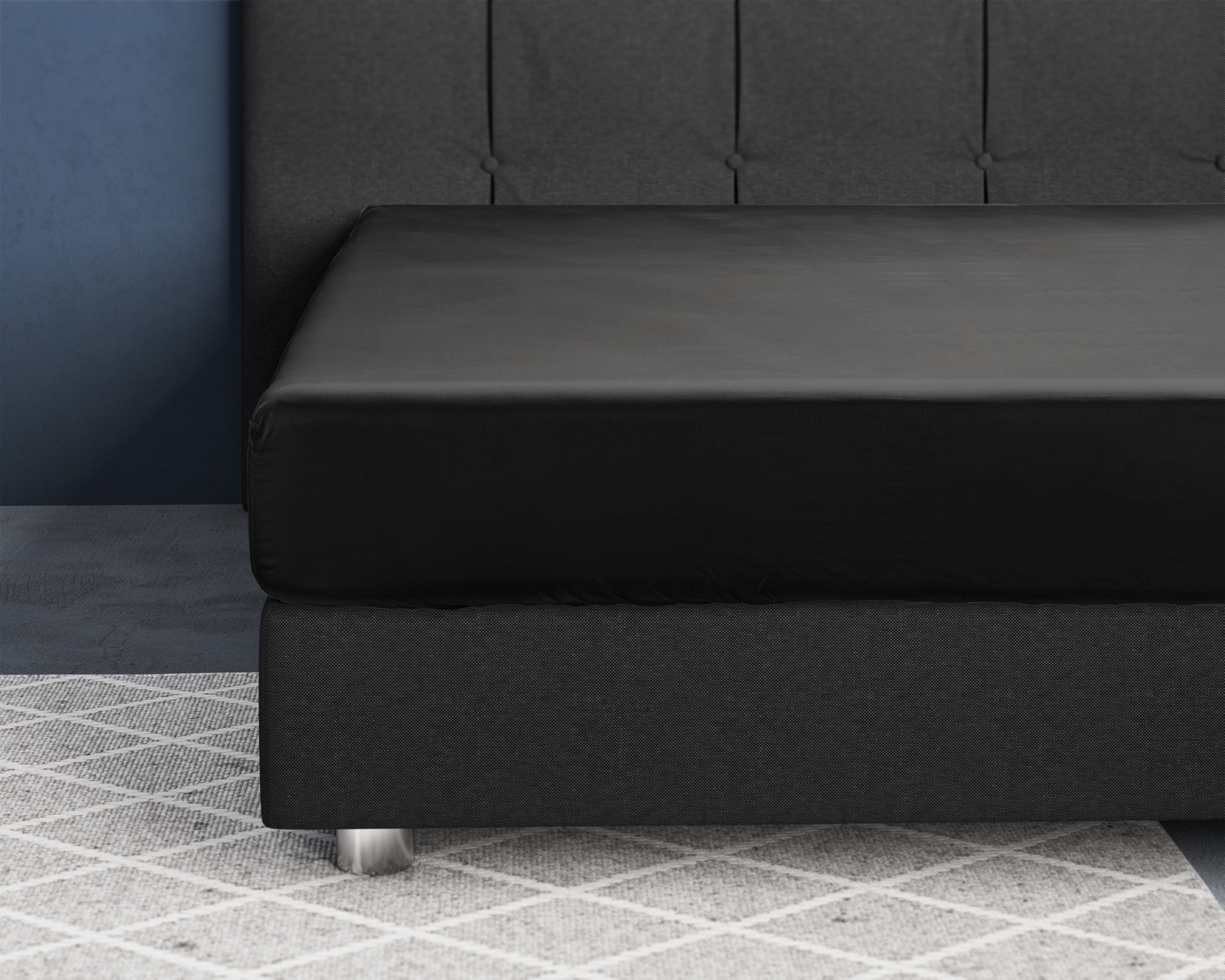 NordDream Satiini aluslakana musta 90x200 cm 1+1 puuvilla