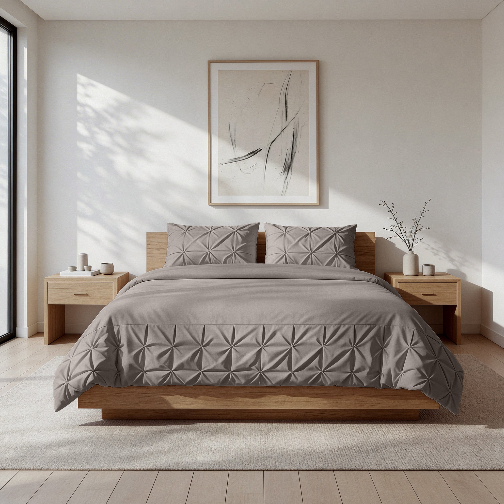 NordSleeps NordDream Fresh Border Pintuck pussilakana taupe mikrokuitu