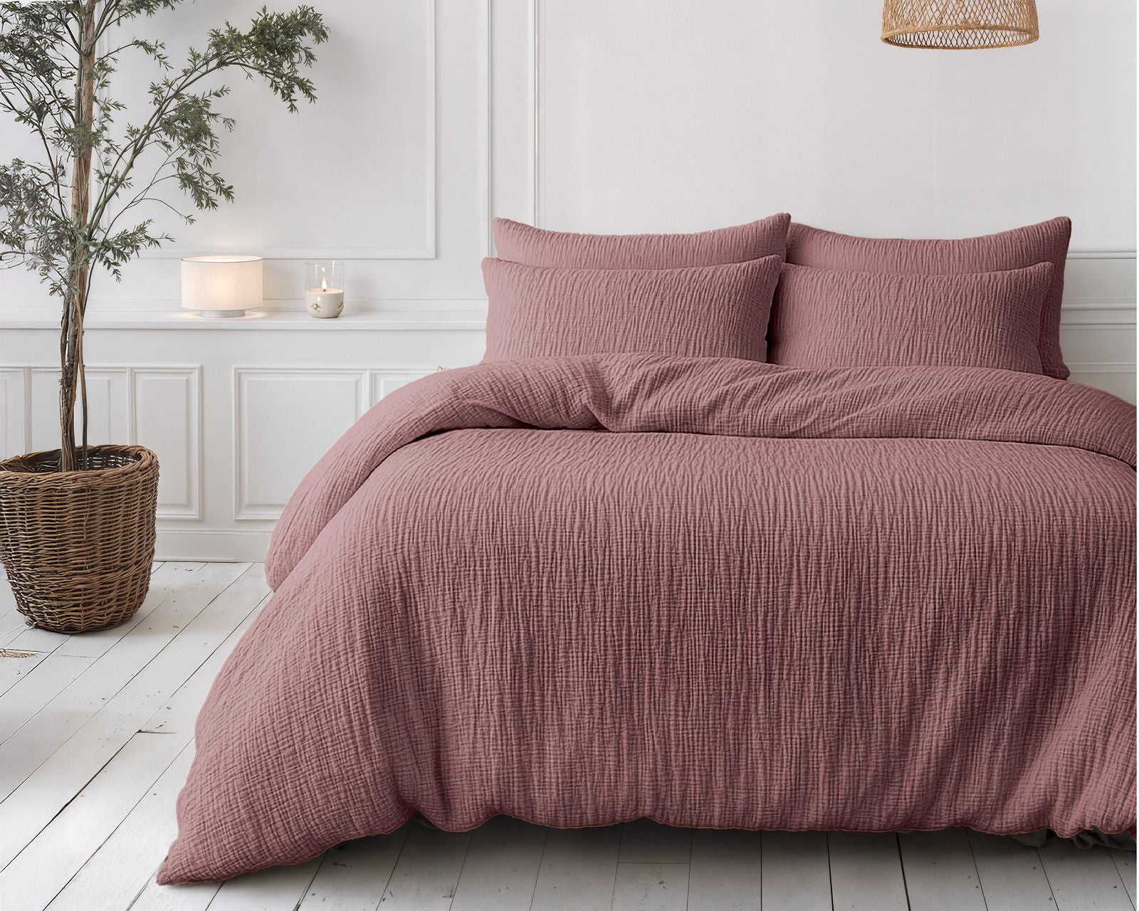 NordDream Lazy musliinipeitto 200x200 cm vanha roosa puuvilla