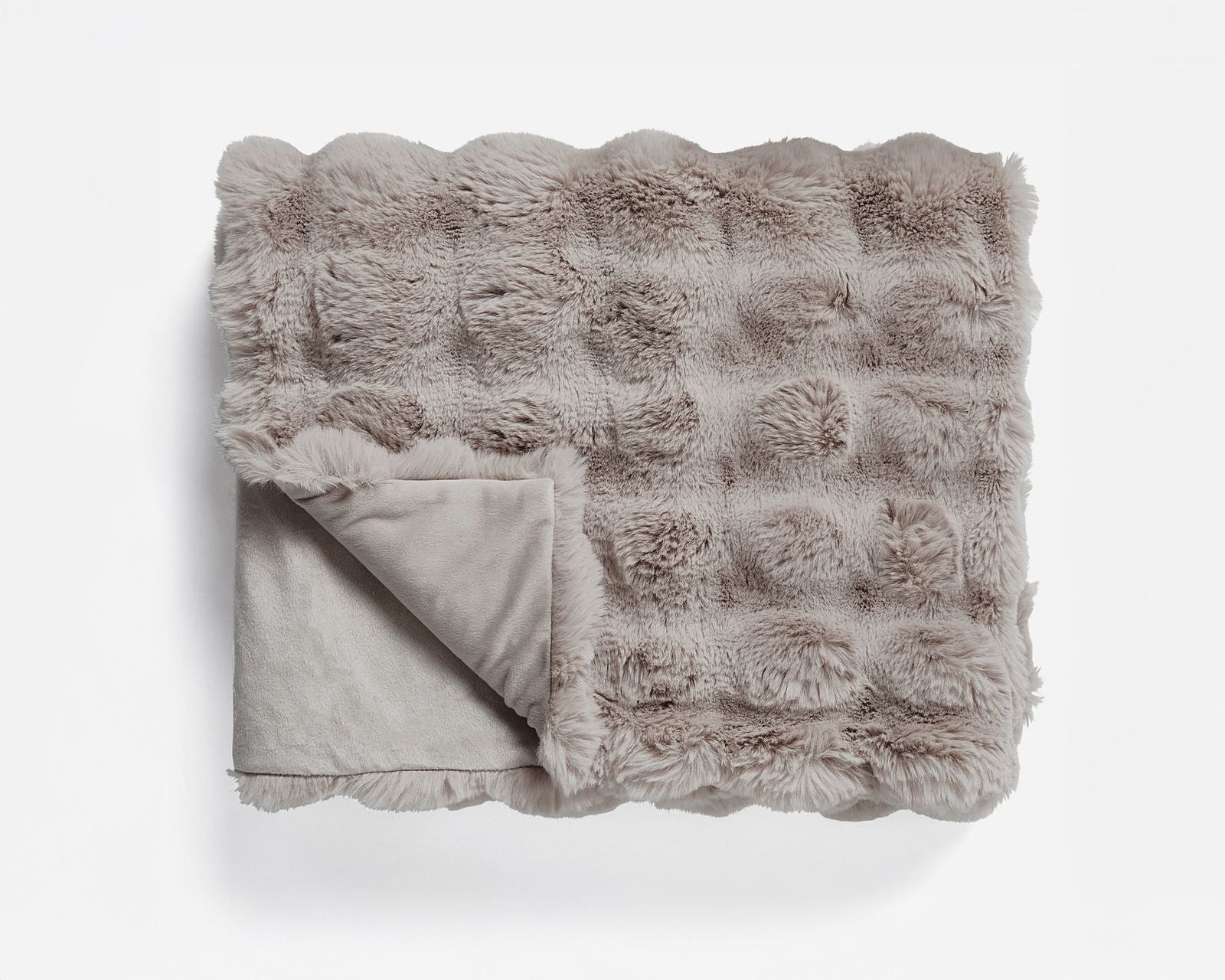 NordDream Pom Rabbit Fur torkkupeitto taupe 150x200 cm