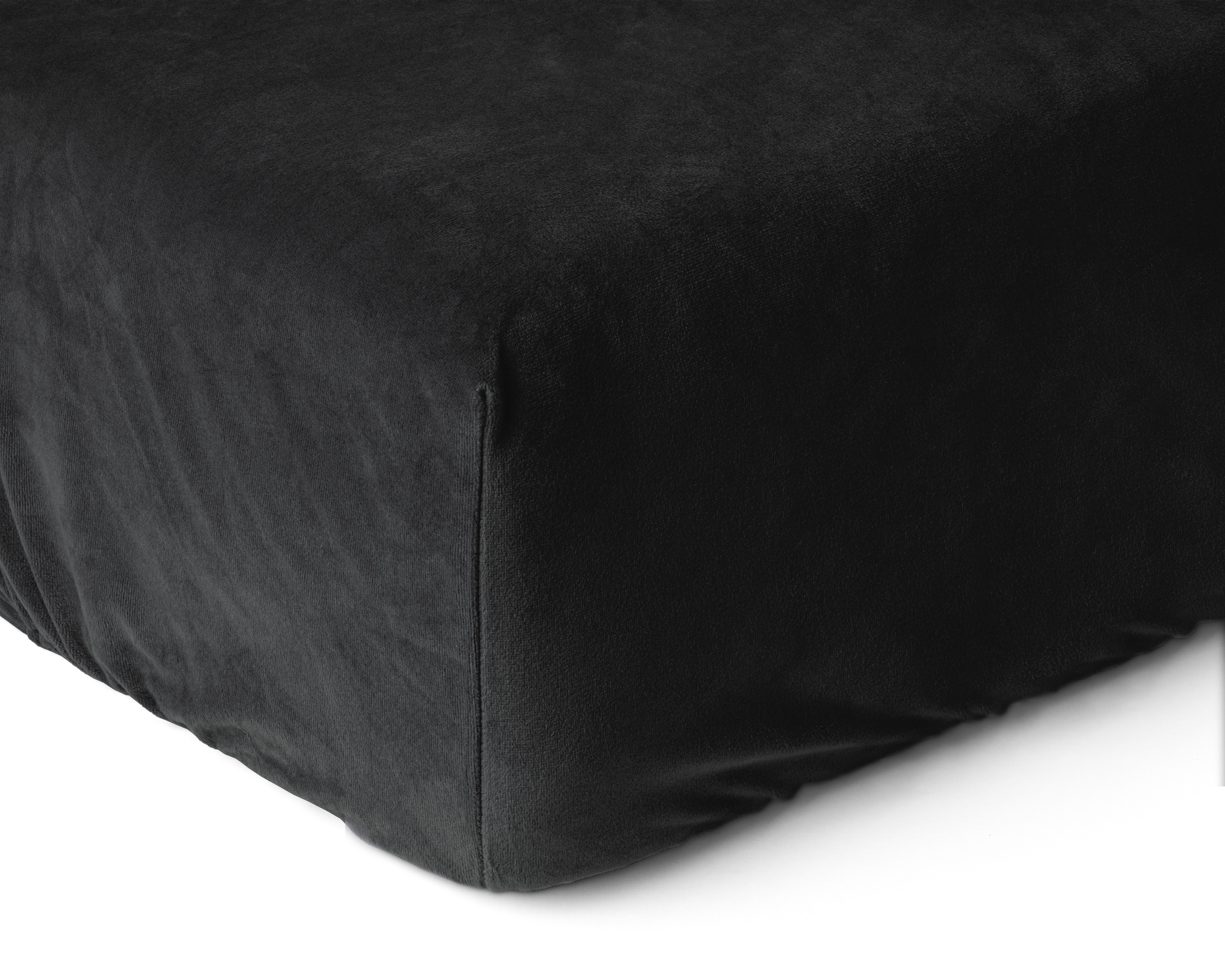 NordDream Velvet muotoonommeltu lakana musta 180x200 sametti
