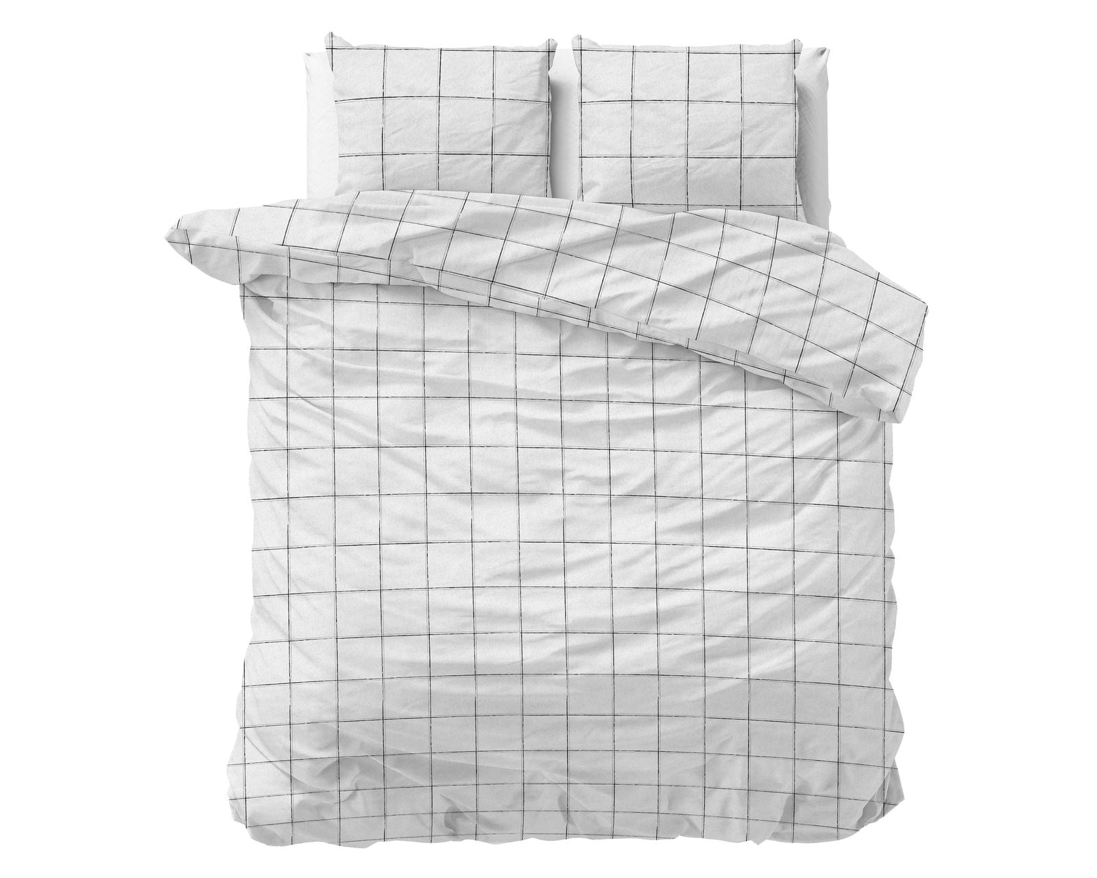 NordDream Flanel Deep check pussilakana 200x200/220 valkoinen