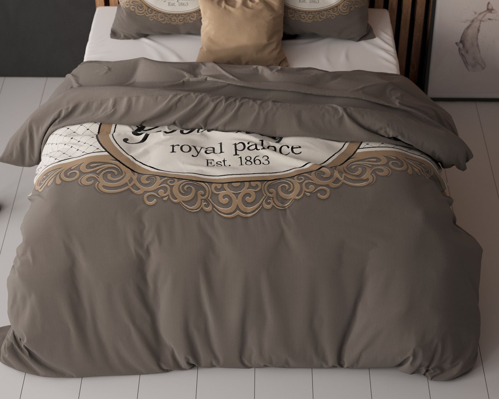 NordDream Essentials Royal Palace Taupe pussilakana 200x200/220 mikrok