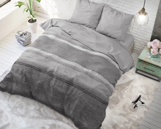 NordDream Elegance Stone Stripe pussilakana 240x220 harmaa