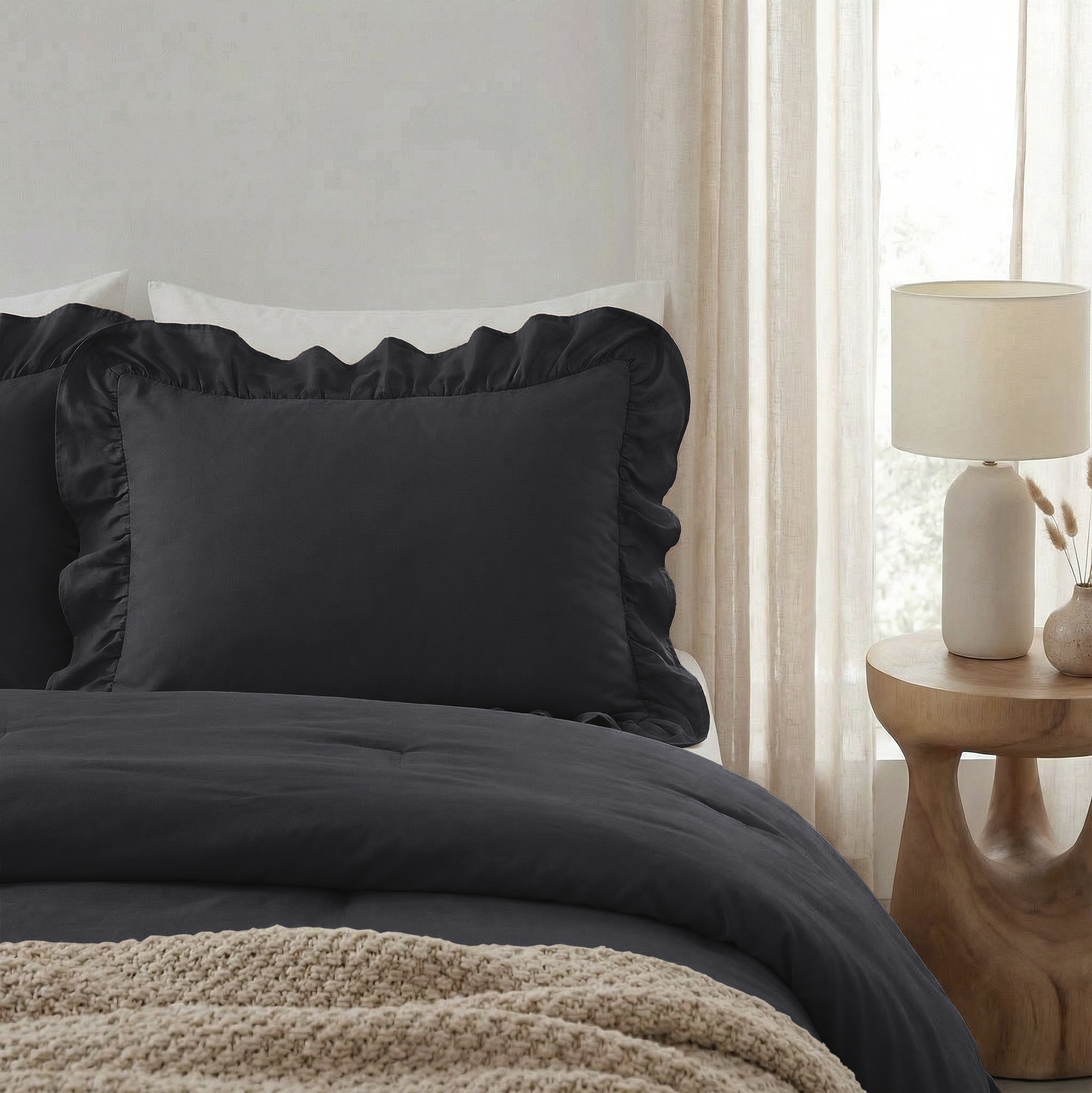 NordSleeps NordDream Lazy Ruffles tyynyliina antrasiitti 2-pack