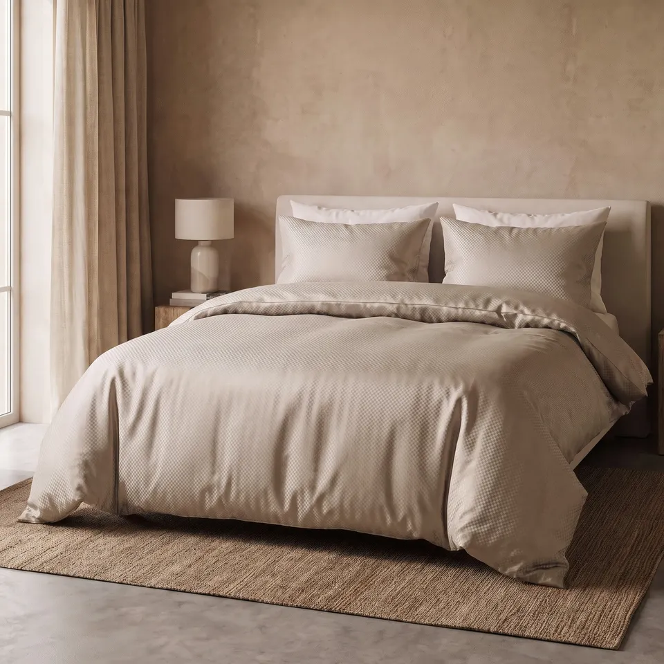 NordDream Satin Point Taupe pussilakana 240x220 kohokuvio