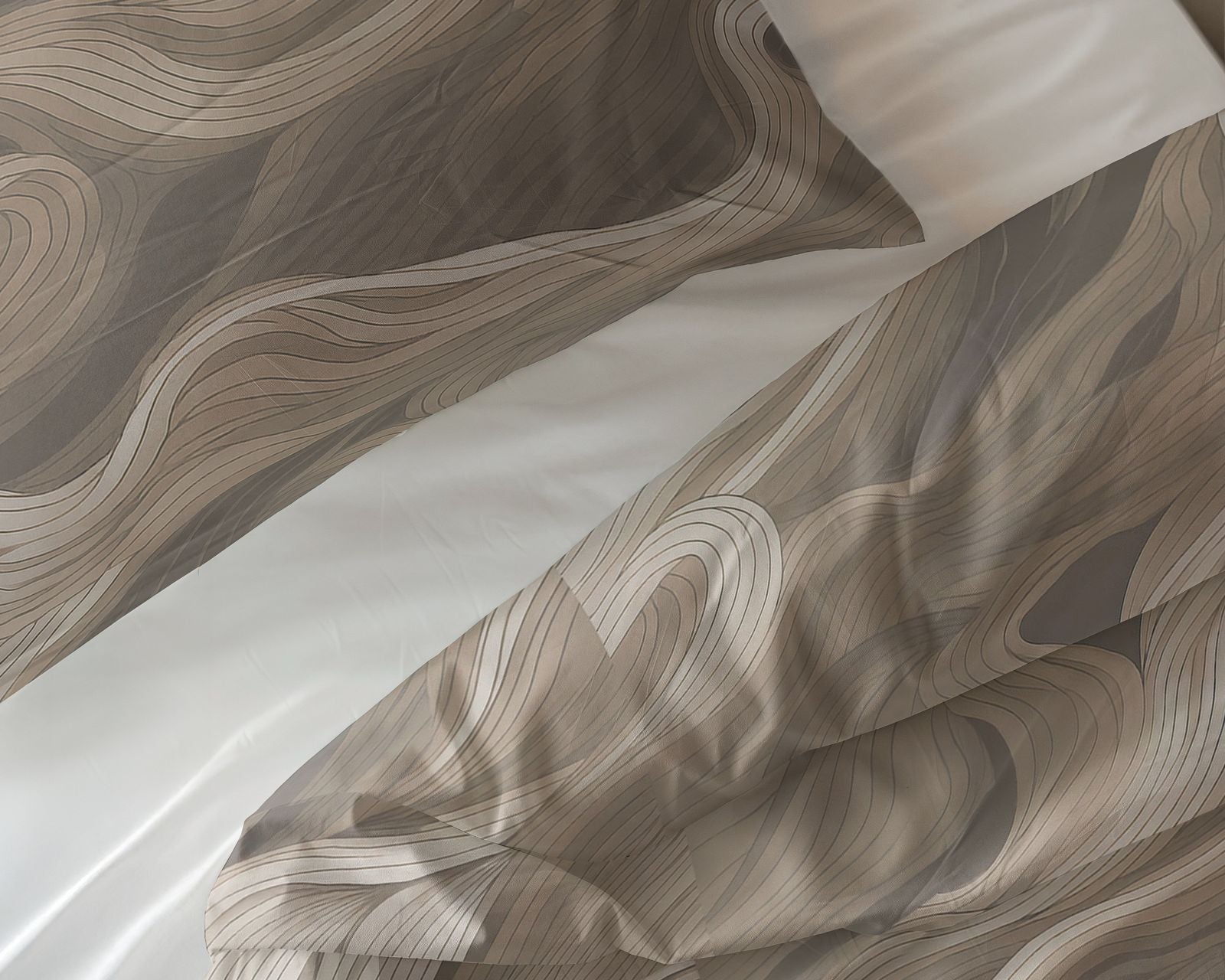 NordDream Pure Whirl Taupe pussilakana 200x220 puuvilla
