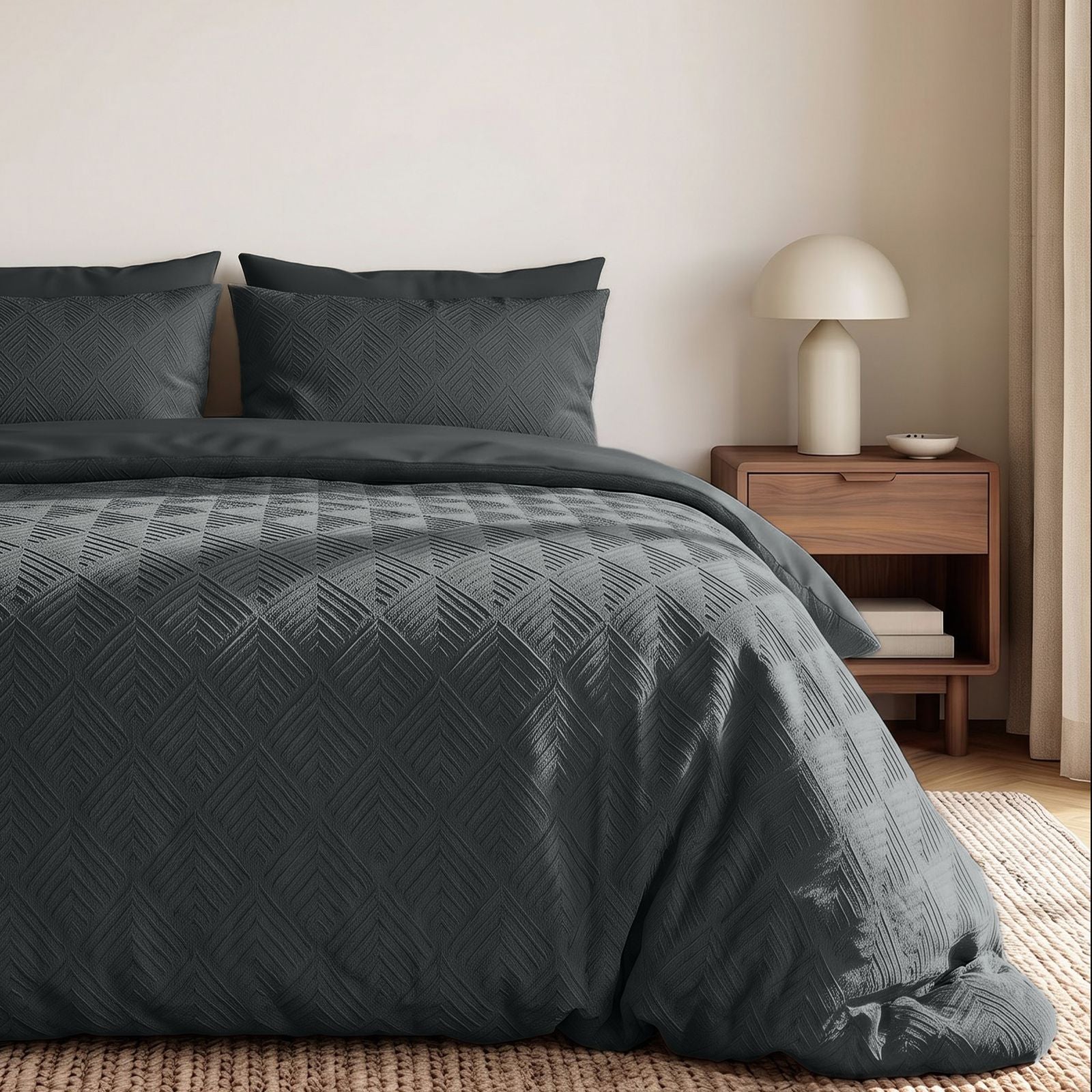 NordDream Embossed Modern Geo 3D pussilakana 200x200 antrasiitti