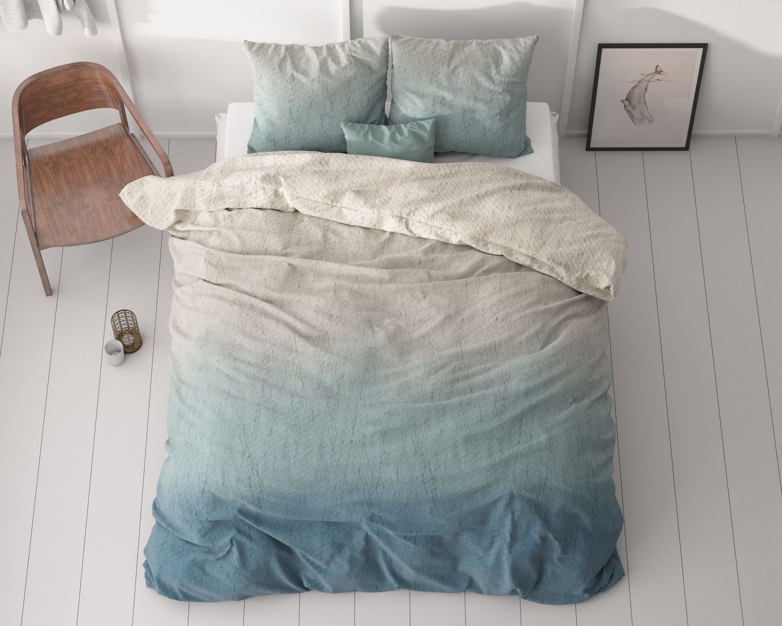 NordDream Classy Gradient Trend pussilakana 200x220 sininen mikrokuitu