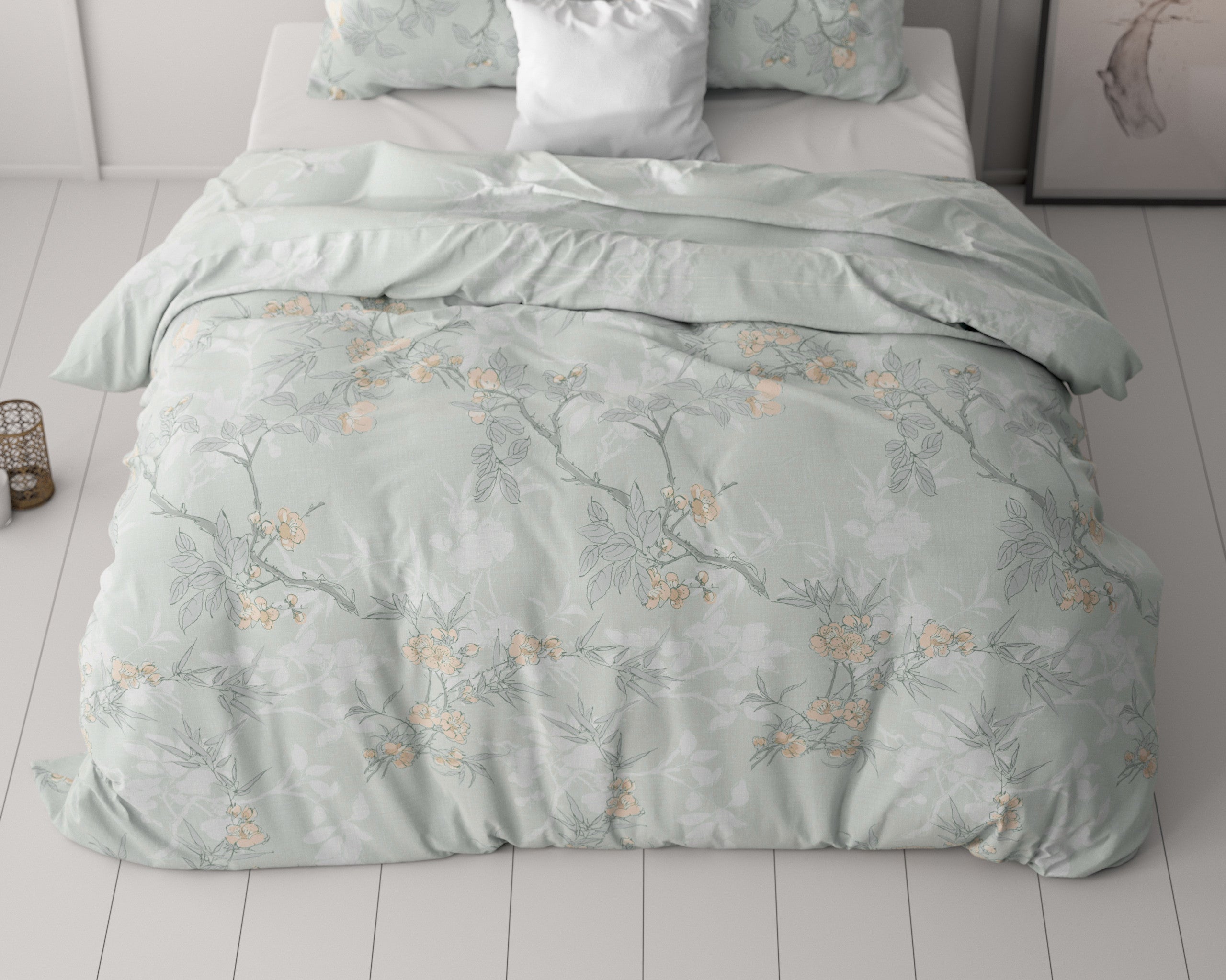 NordDream Classy Blossom pussilakana 200x220 cm sininen