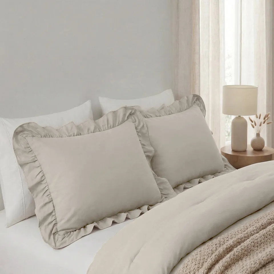 NordDream Lazy Ruffles tyynyliina 60x70 taupe 2-pack