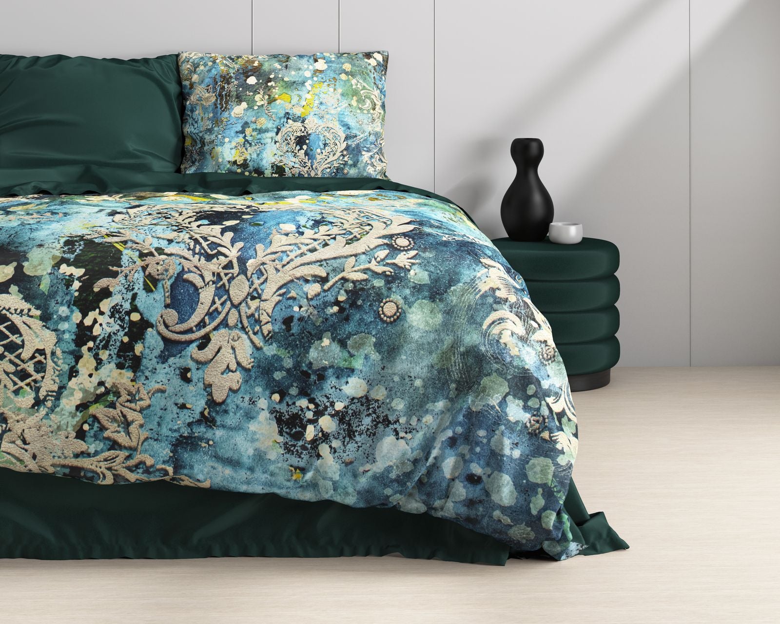 NordDream Wild Satijn pussilakana 140x200 Ocean Drops Blue