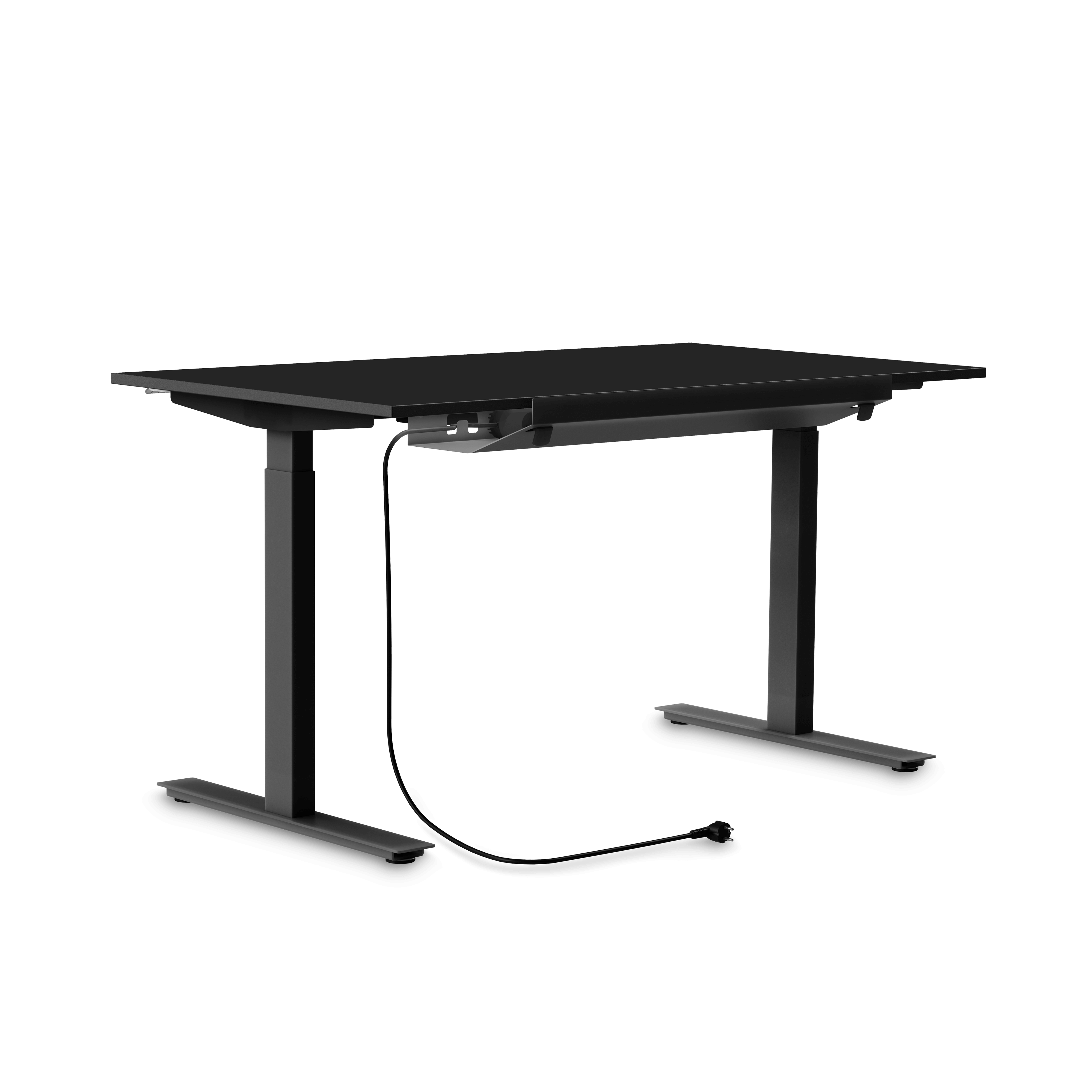 Aeris Active Desk kaapelikouru pistorasialla musta teräs