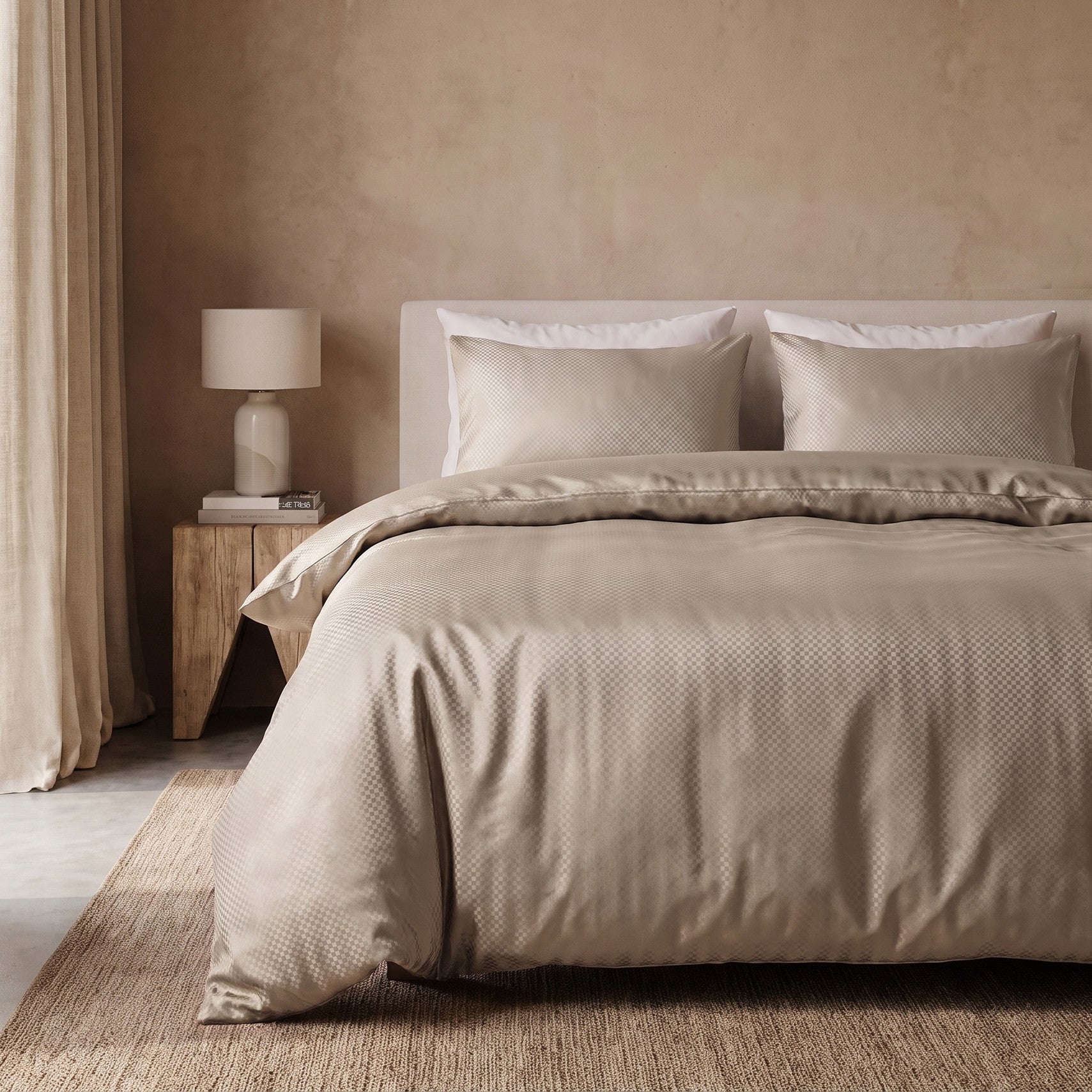 NordDream Satin Point Taupe pussilakana 240x220 kohokuvio