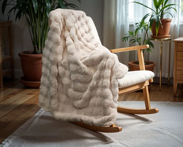 NordDream Rabbit Fur torkkupeitto hiekka 150x200 pehmeä