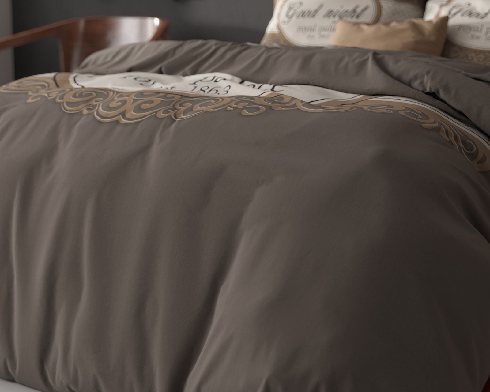 NordDream Essentials Royal Palace Taupe pussilakana 200x200/220 mikrok