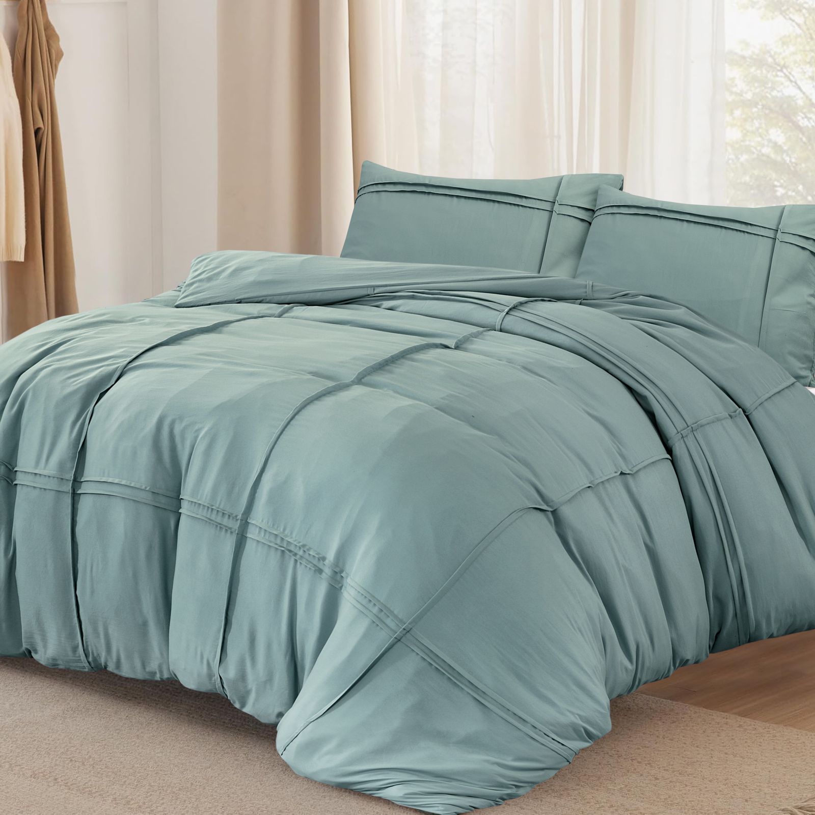NordDream Fresh Washed Tufted pussilakana vihreä mikrokuitu