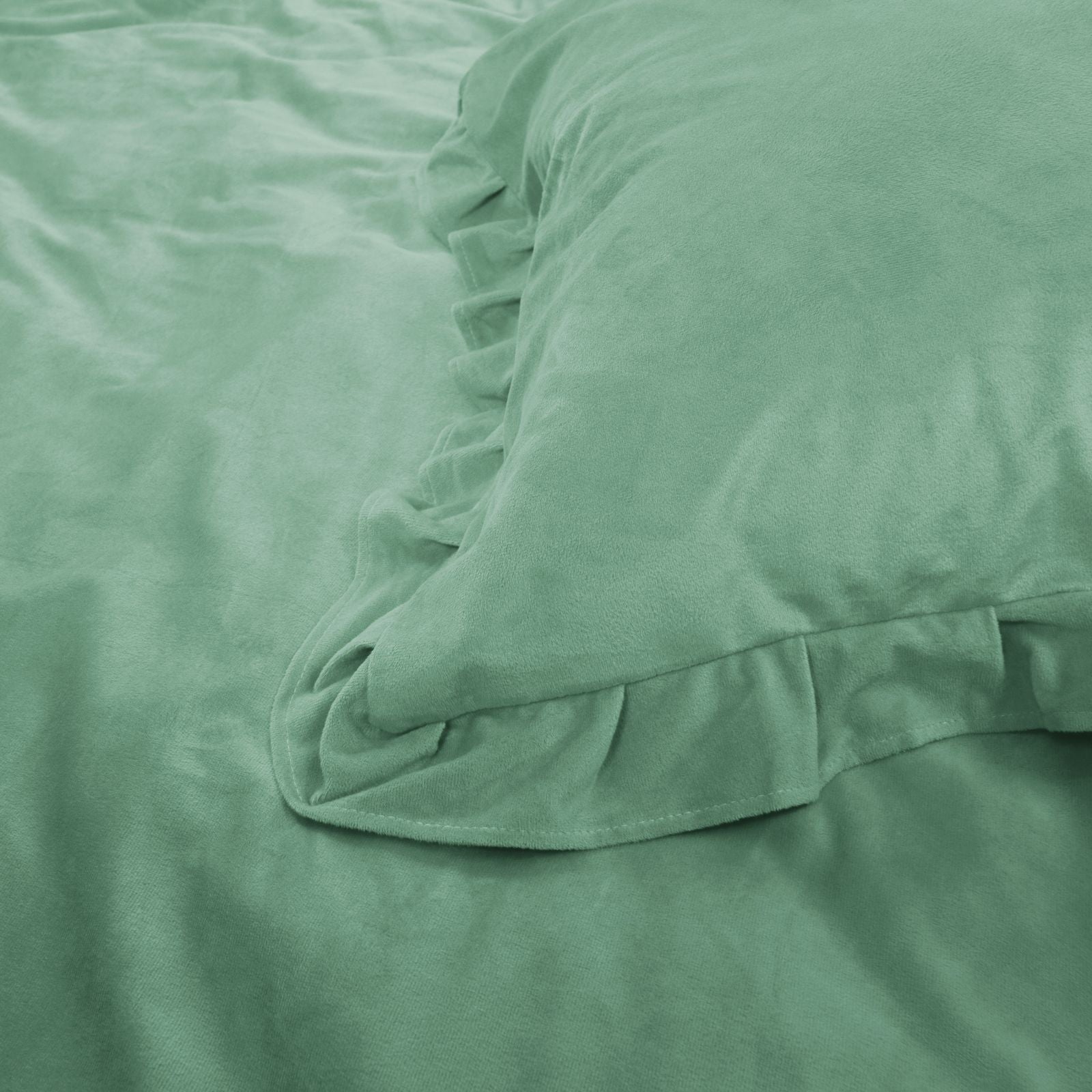 NordDream Velvet Ruffles pussilakana 200x220 vihreä sametti