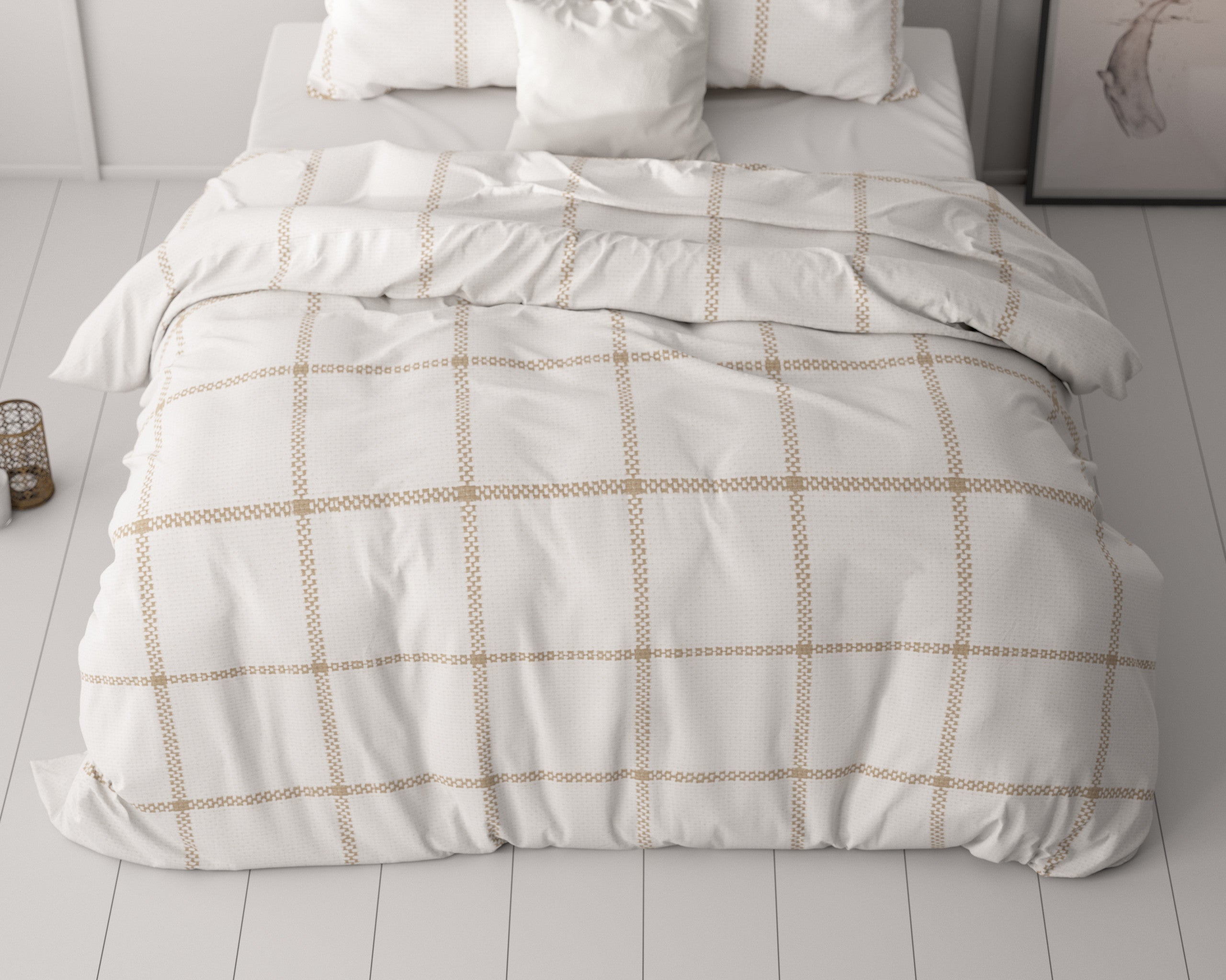 NordDream Classy Vasco pussilakanasetti valkoinen 200x220 mikrokuitu