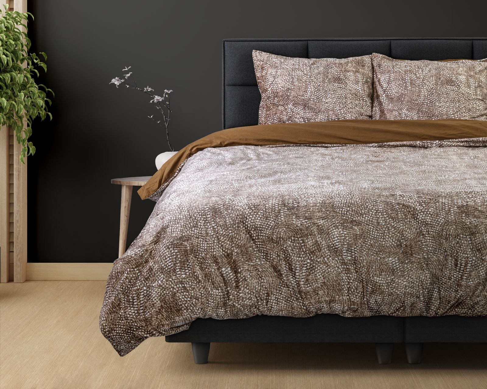 NordDream Aria pussilakana velvet ruskea 200x220 cm puuvilla