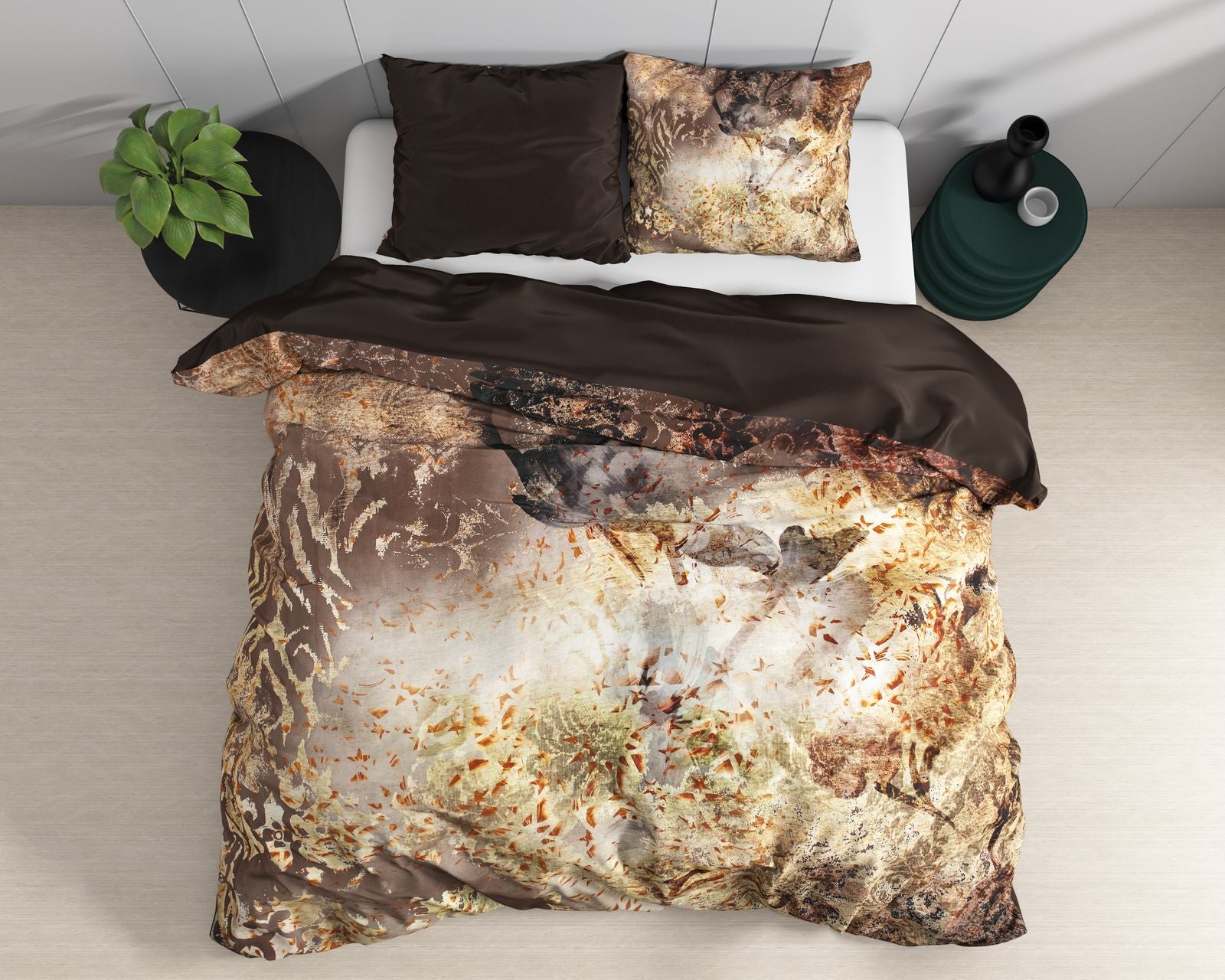 NordDream Wild Satijn Inferno Taupe pussilakana 140x200/220