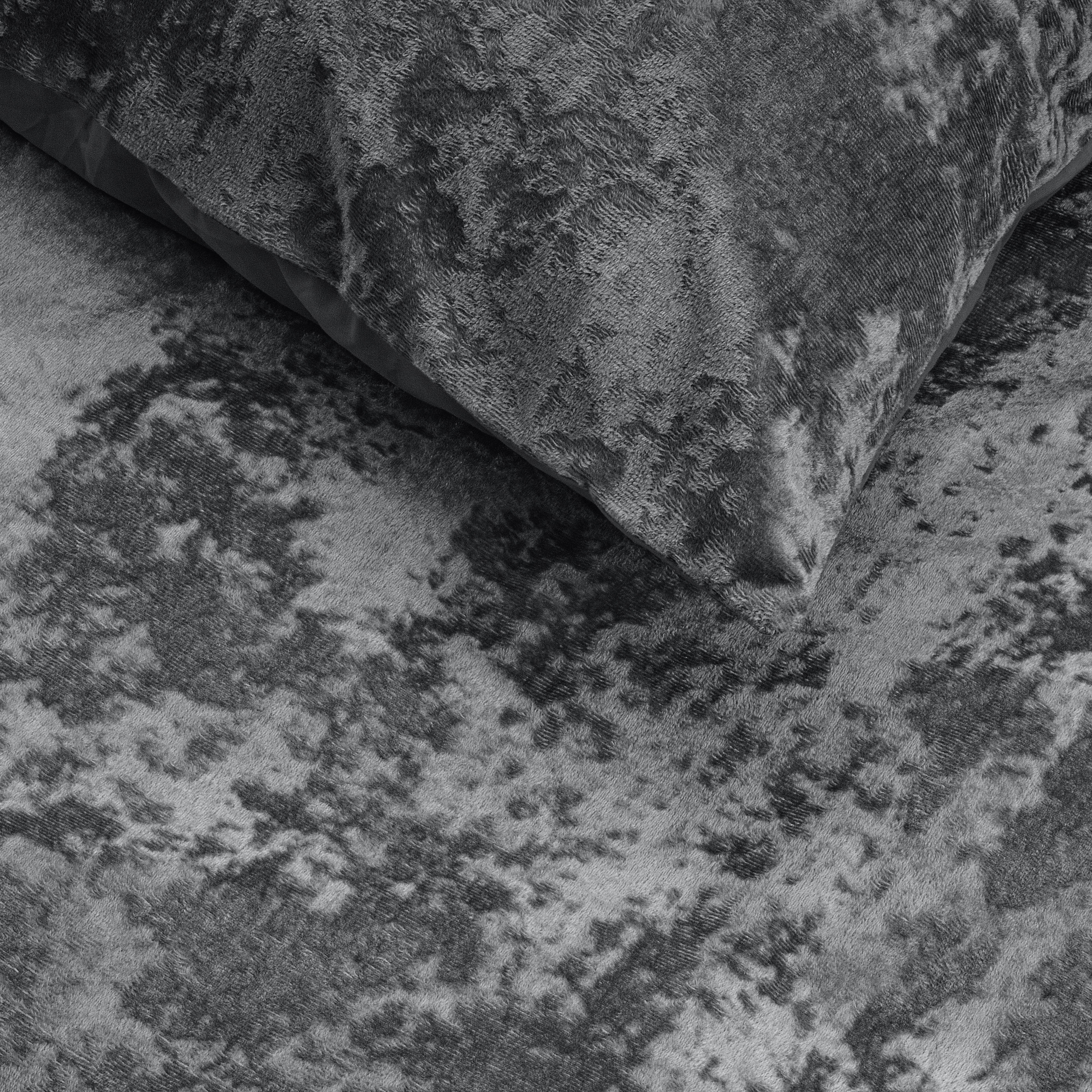 NordDream Crushed Velvet samettipussilakana 140x220 antrasiitti