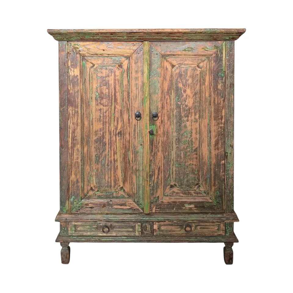 Sasus Vintage kaappi tiikki 95x47x117 cm ruskea-vihreä