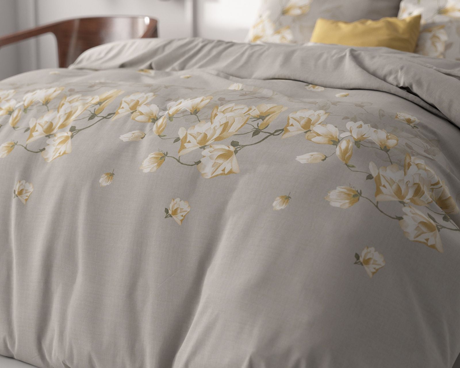 NordDream Classy Summer Flower pussilakana 140x220 hiekka