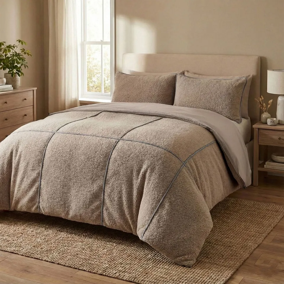 NordDream Teddy Trim tumma taupe pussilakana 200x200/220 teddy