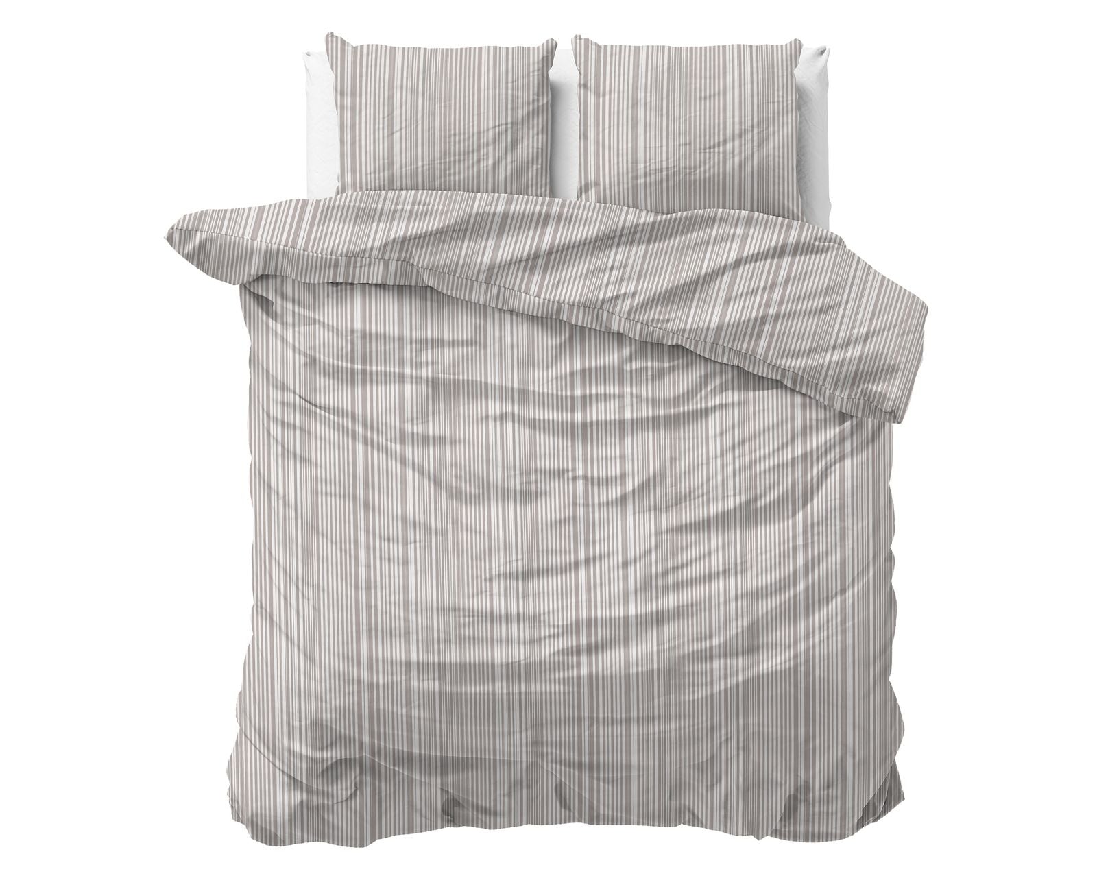 NordDream Pure Pinstripe pussilakana 200x220 taupe puuvilla