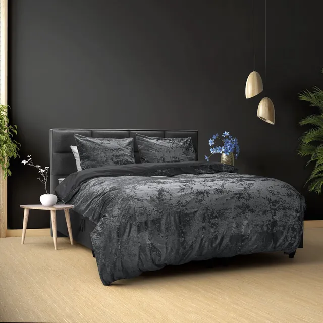 NordDream Crushed Velvet samettipussilakana 140x220 antrasiitti
