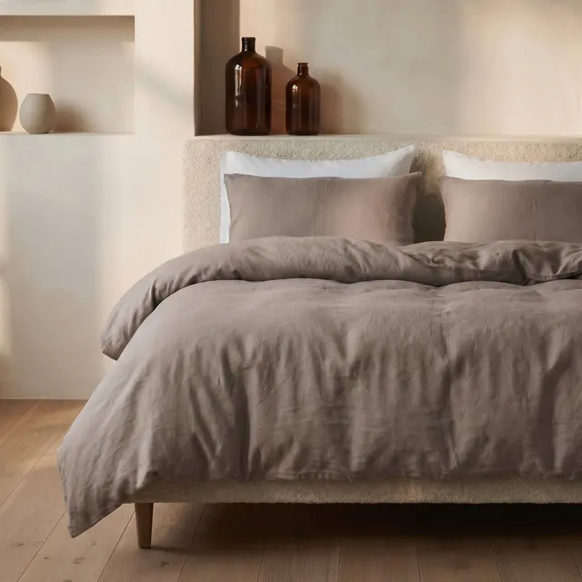 NordDream Stone Washed pussilakana 240x200/220 taupe puuvilla