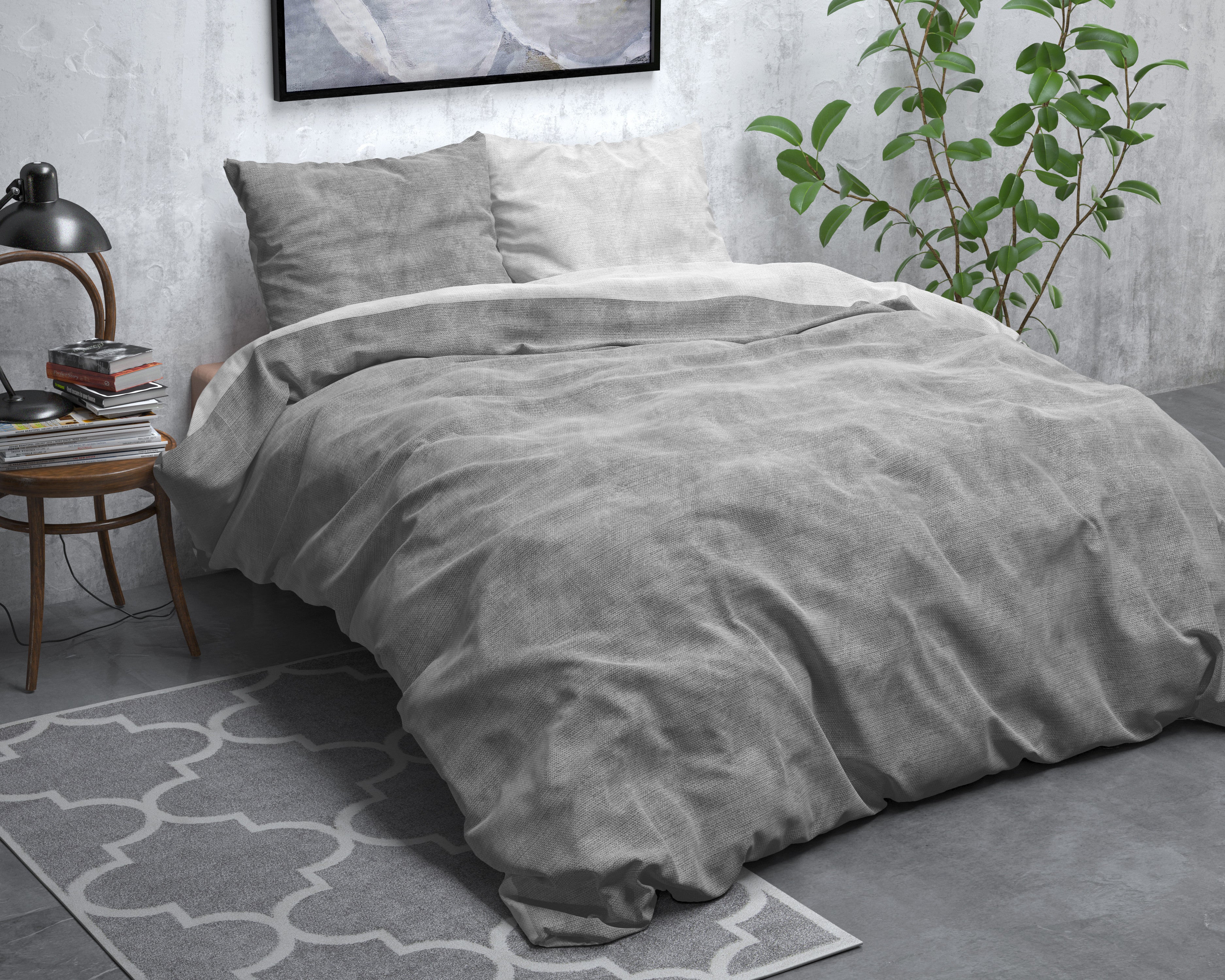 NordDream Flanel pussilakana Washed Cotton harmaa flanelli