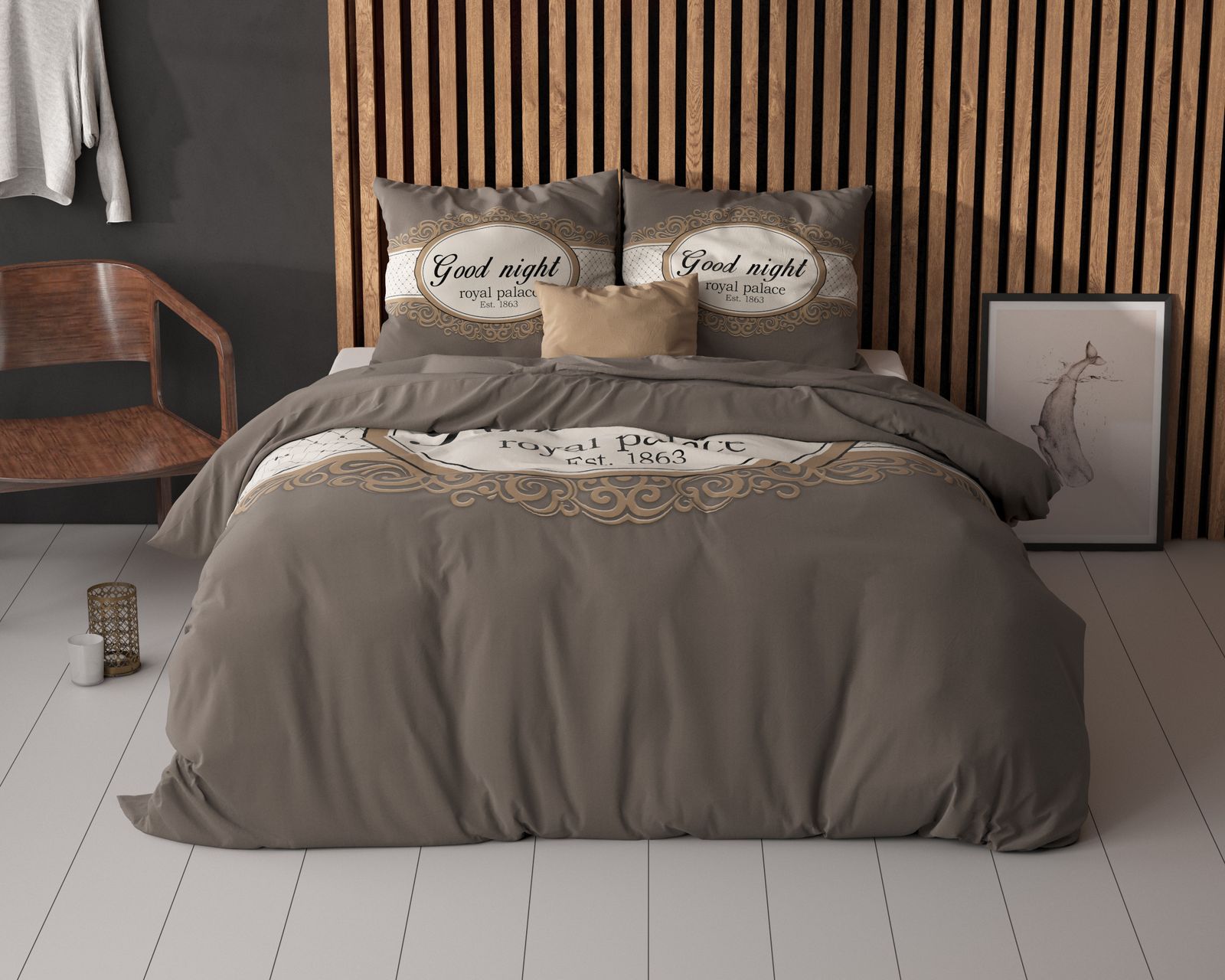 NordDream Essentials Royal Palace Taupe pussilakana 200x200/220 mikrok