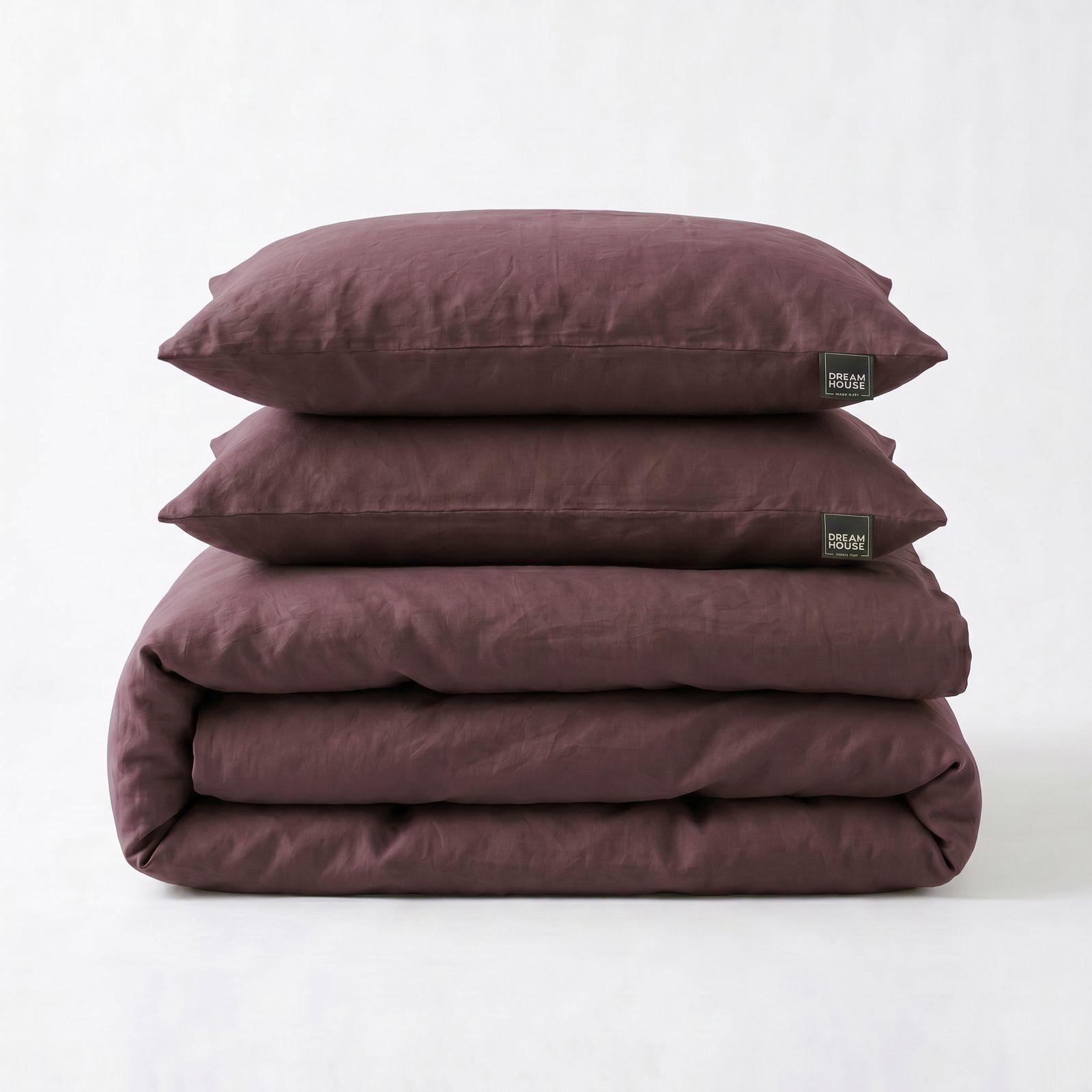 NordDream Stone Washed pussilakana 140x200/220 viininpunainen