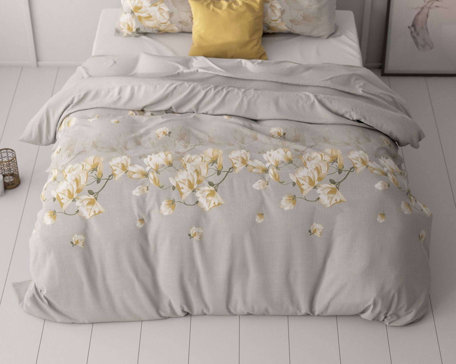 NordDream Classy Summer Flower pussilakana 140x220 hiekka