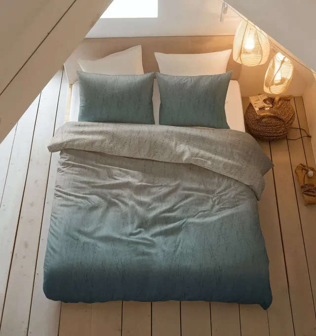 NordDream Flanel Gradia beige-sininen pussilakana lämmin