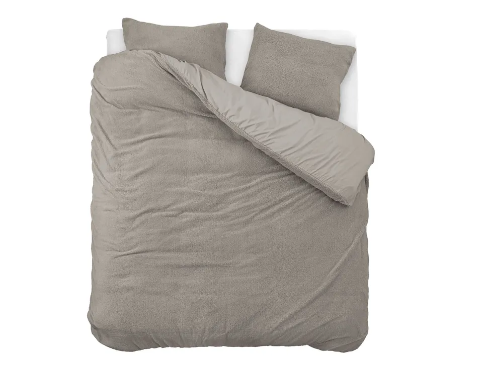 NordDream Teddy kaki pussilakanasetti 200x200/220 cm pörröinen