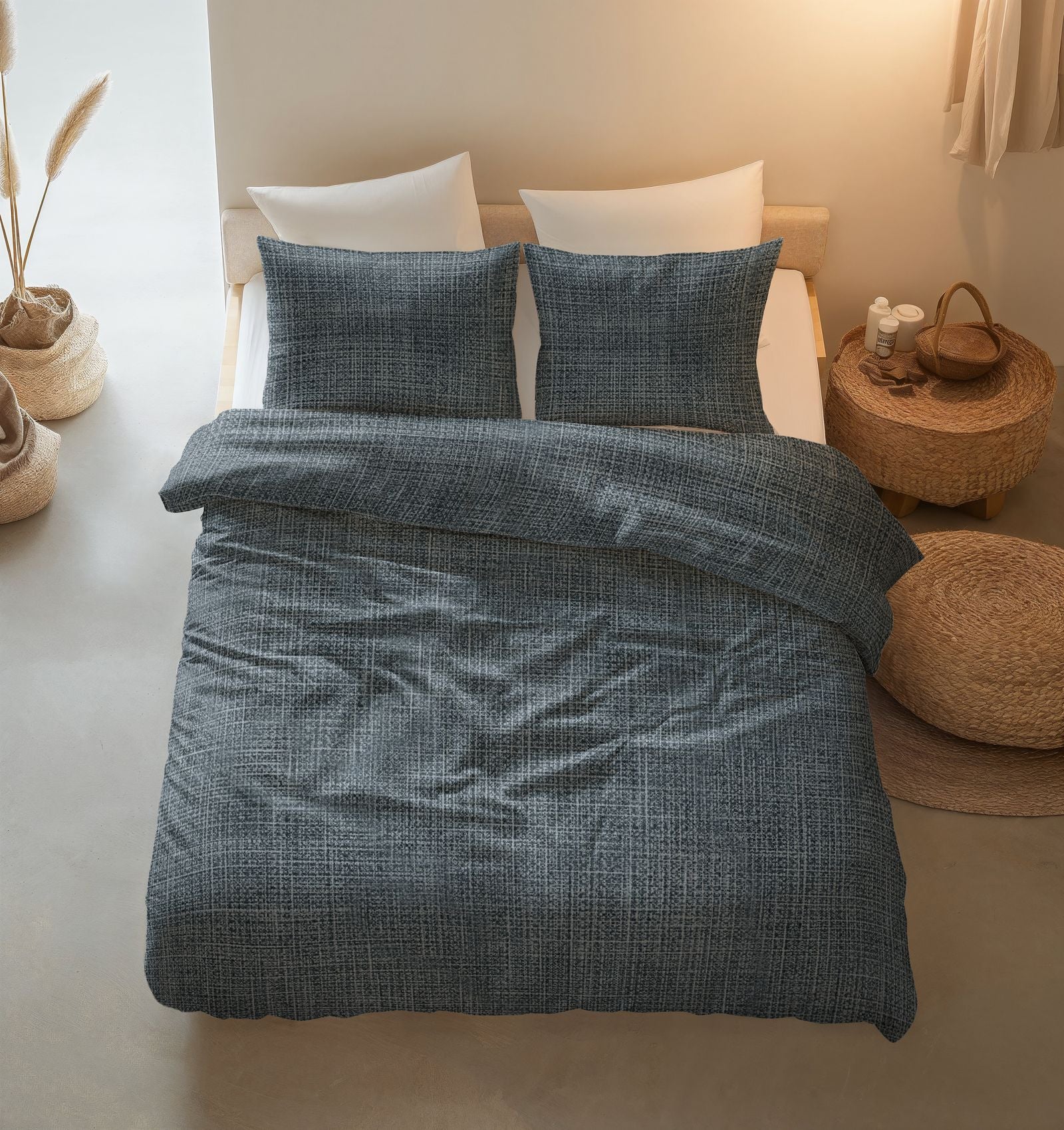 NordDream Pure Vintage Blauw pussilakana 140x200/220 hengittävä puuvilla