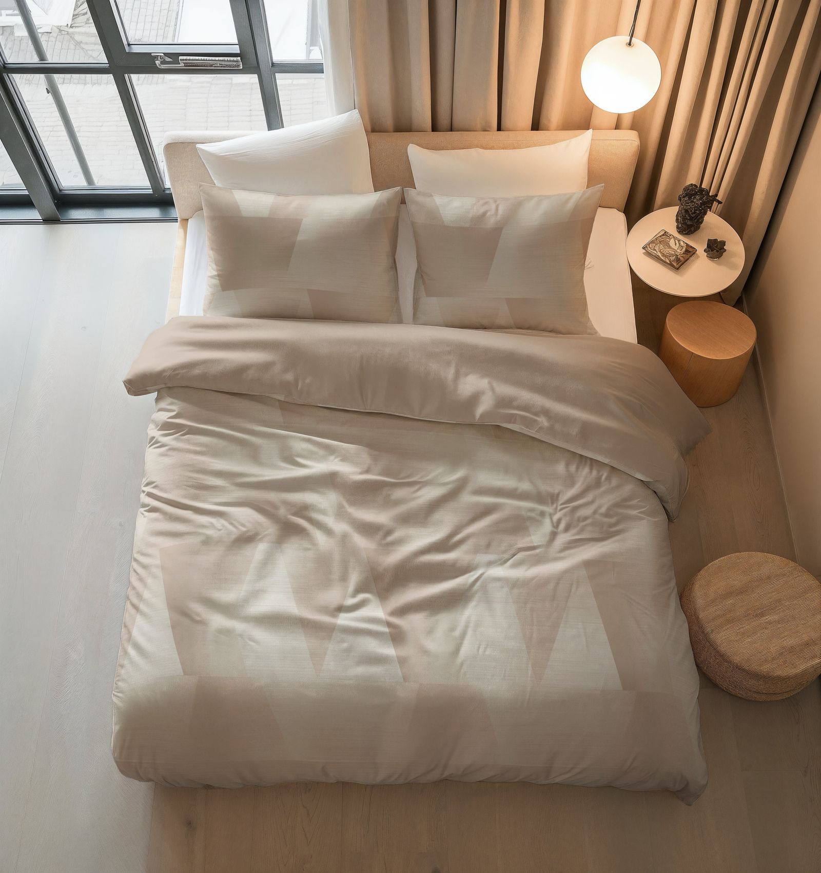 NordDream Pure pussilakana 200x200 beige puuvilla