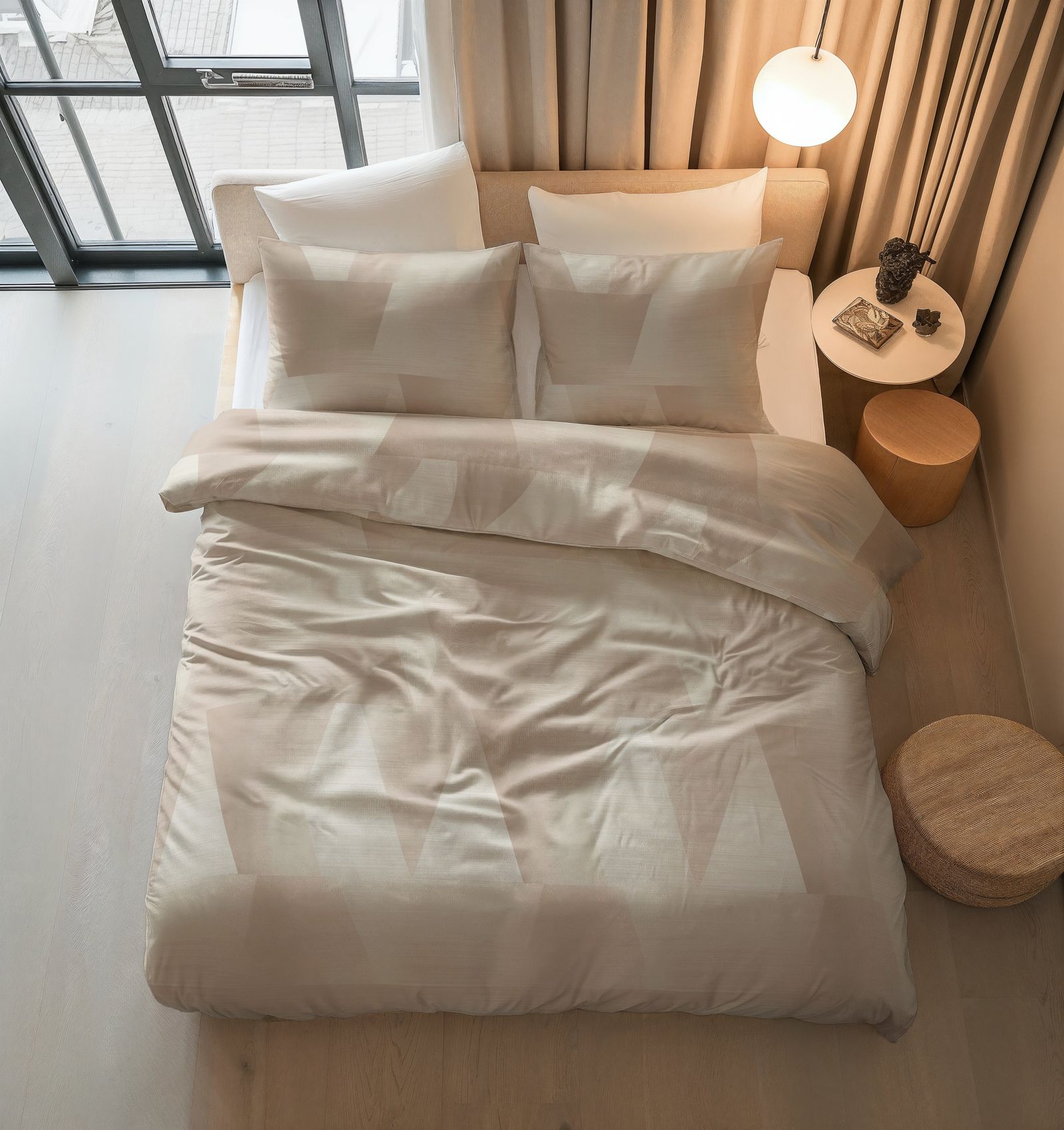 NordDream Pure pussilakana 200x200 beige puuvilla