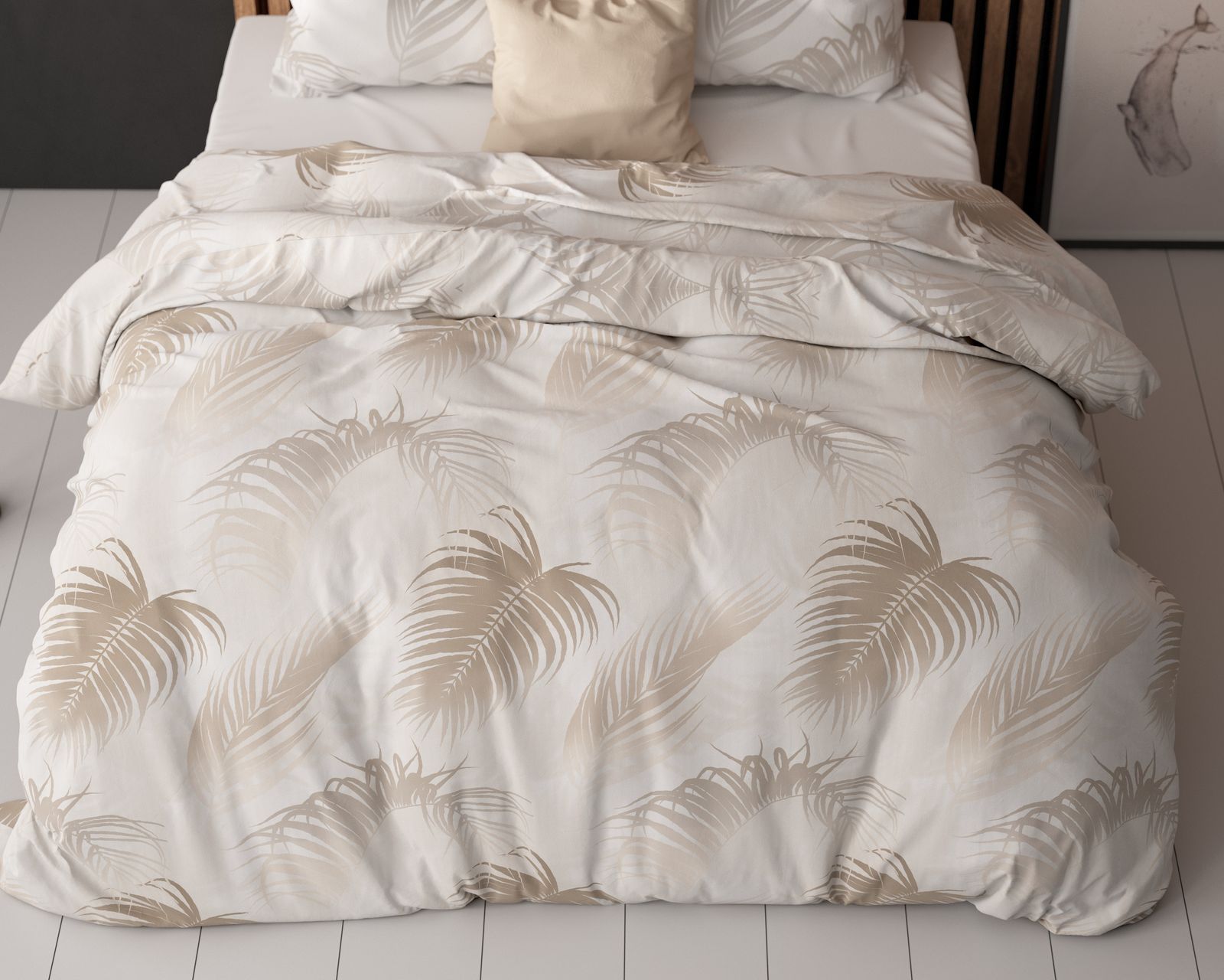 NordDream Elegance Jayda pussilakana 200x200 taupe puuvilla