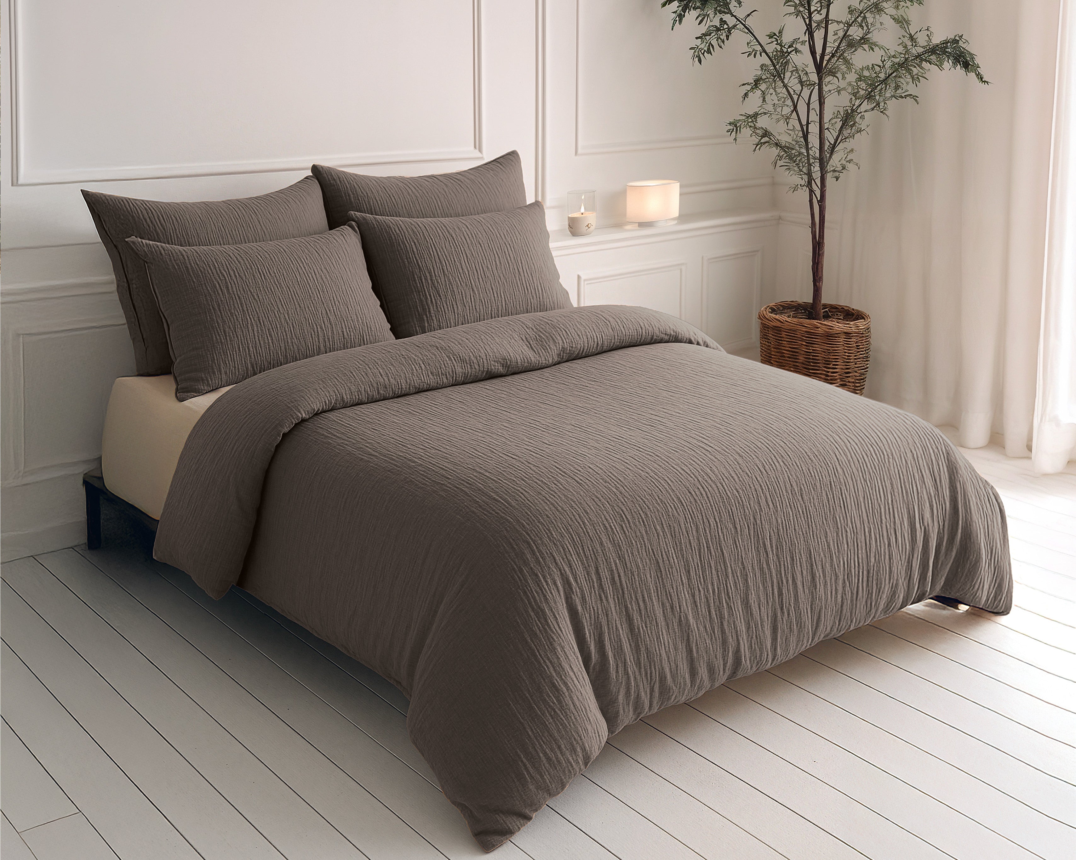 NordDream Lazy musliini pussipeitto tumma taupe puuvilla