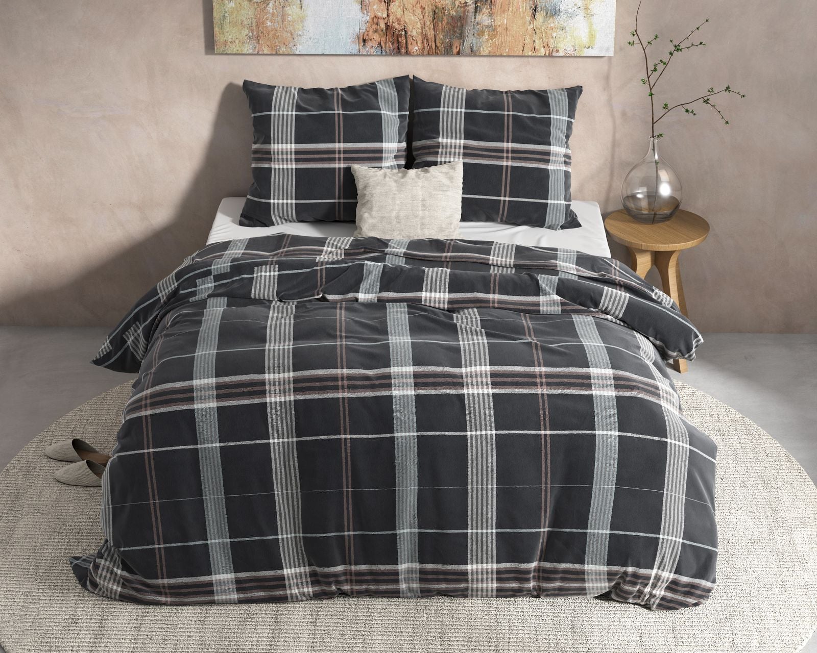 NordDream Flanel Bruce pussilakana taupe flanelli