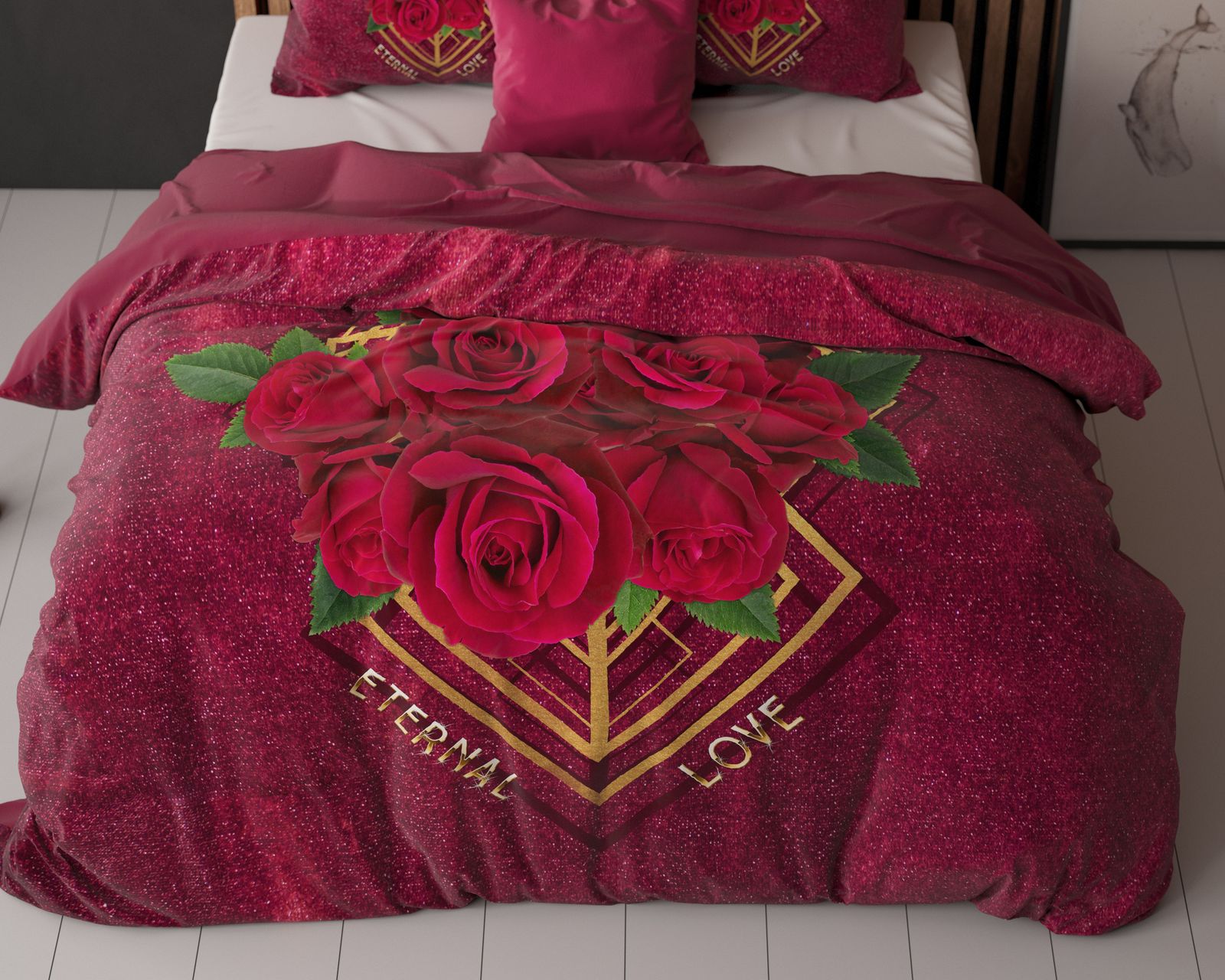 NordDream Essentials Eternal Love pussilakana 200x200/220 punainen