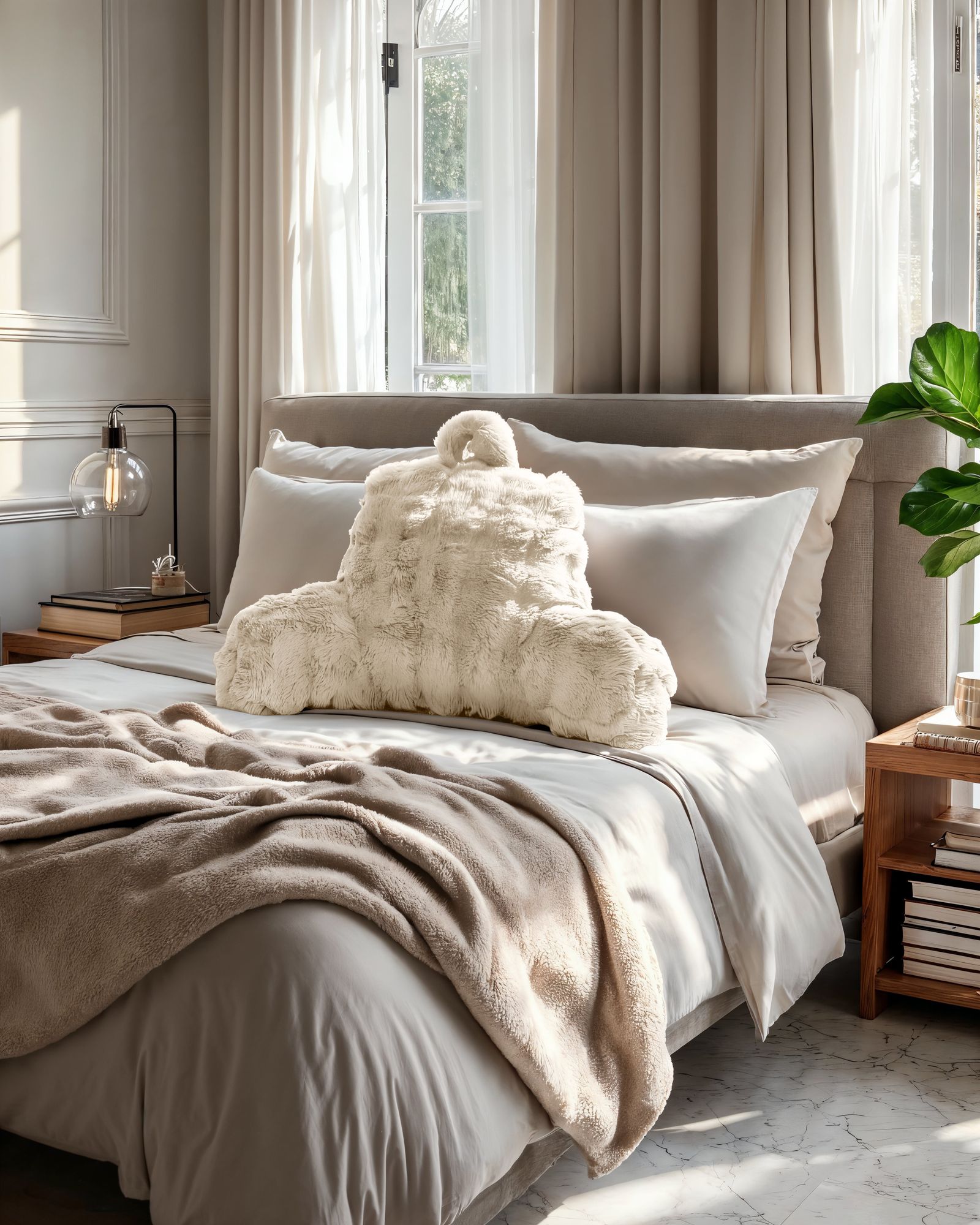 NordDream Pompom lukutyyny 34x50 beige tekoturkis
