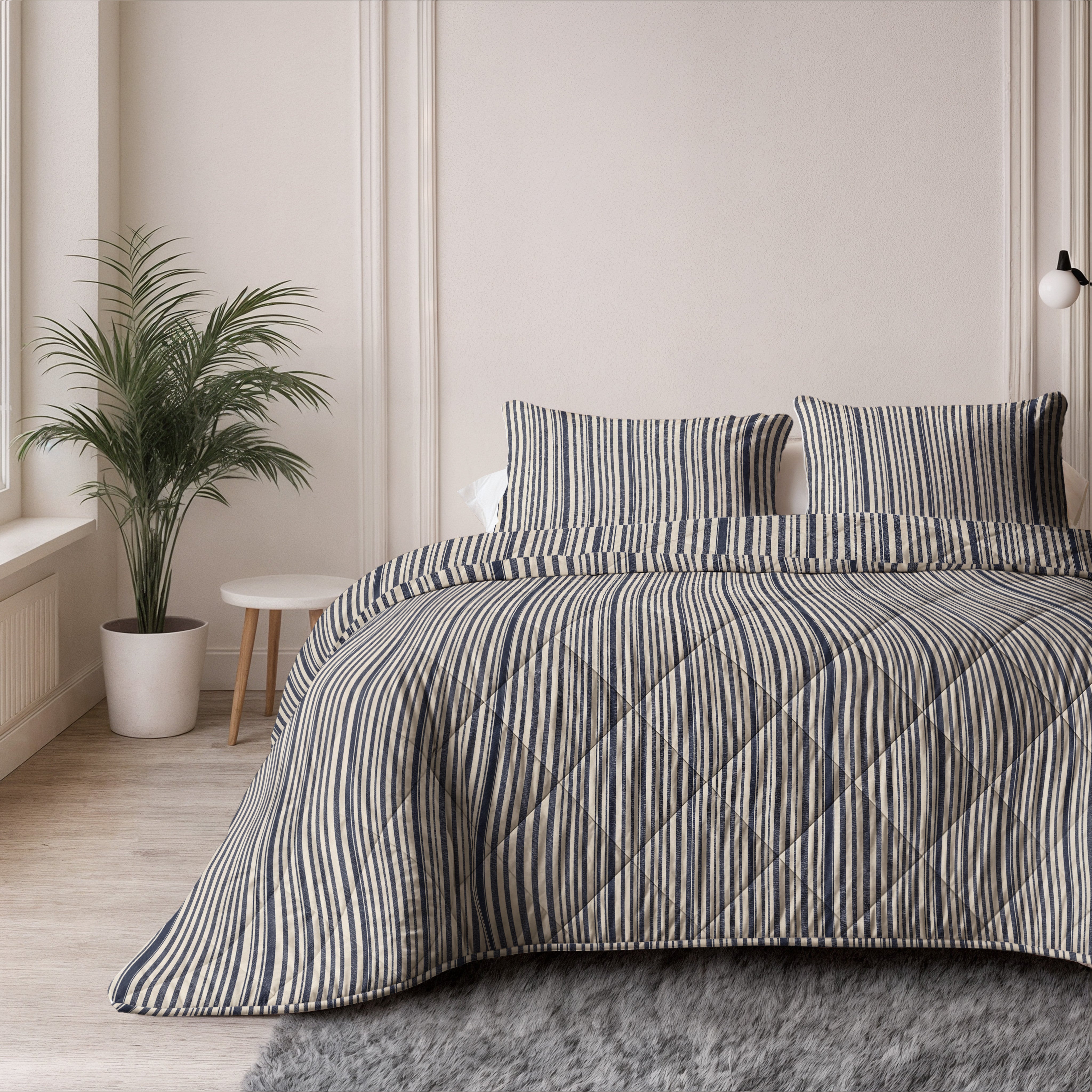 NordDream Lazy Stripy peitto beige-sininen 200x220 pestävä