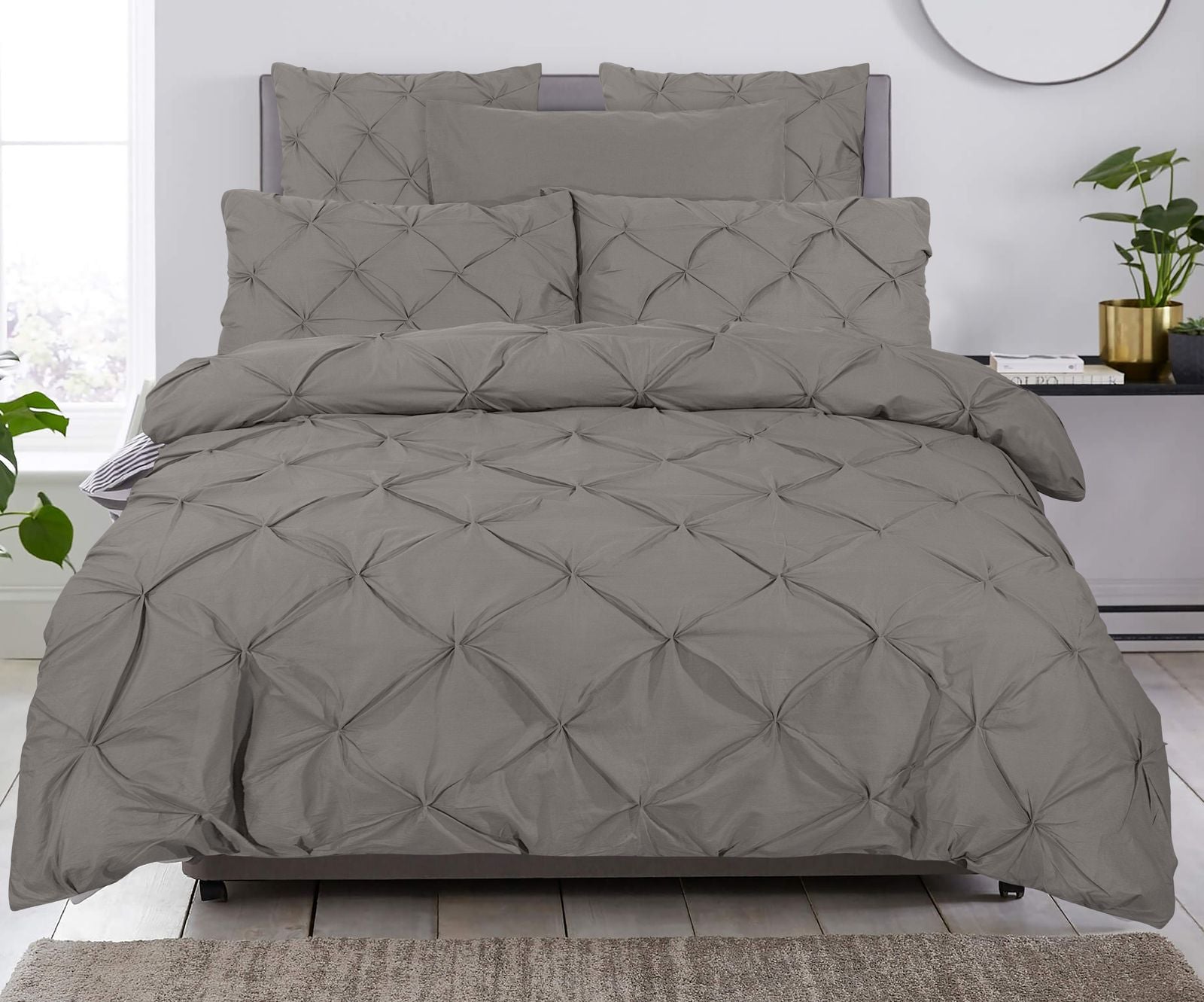 NordDream Salvador 200x220 pussilakana taupe pintuck